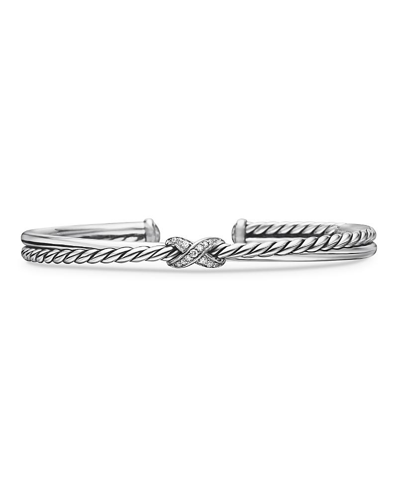 David Yurman Sterling Petite X Diamond Cuff Bracelet Product Image