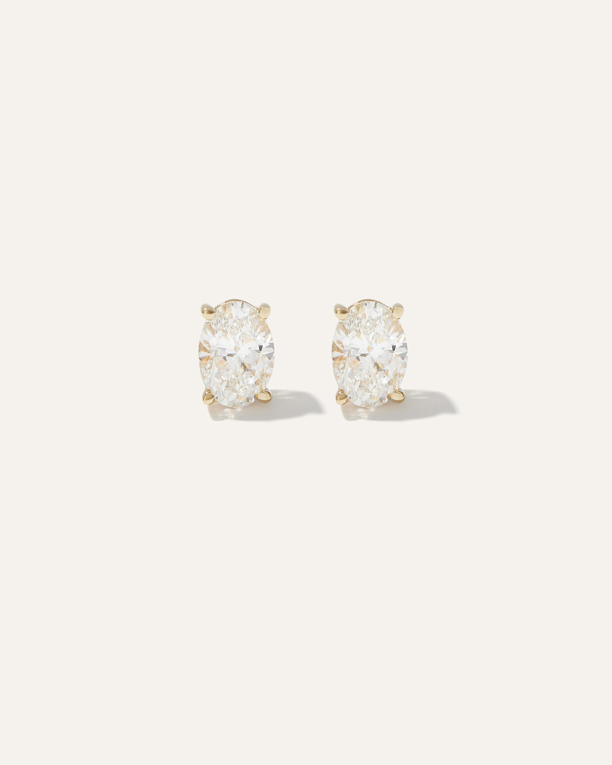 Quince | Women's 14k Gold Lab Grown Diamond Oval Solitaire Studs Product Image