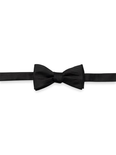 Solid Woven Silk Pre-Tied Bow Tie - Black Product Image