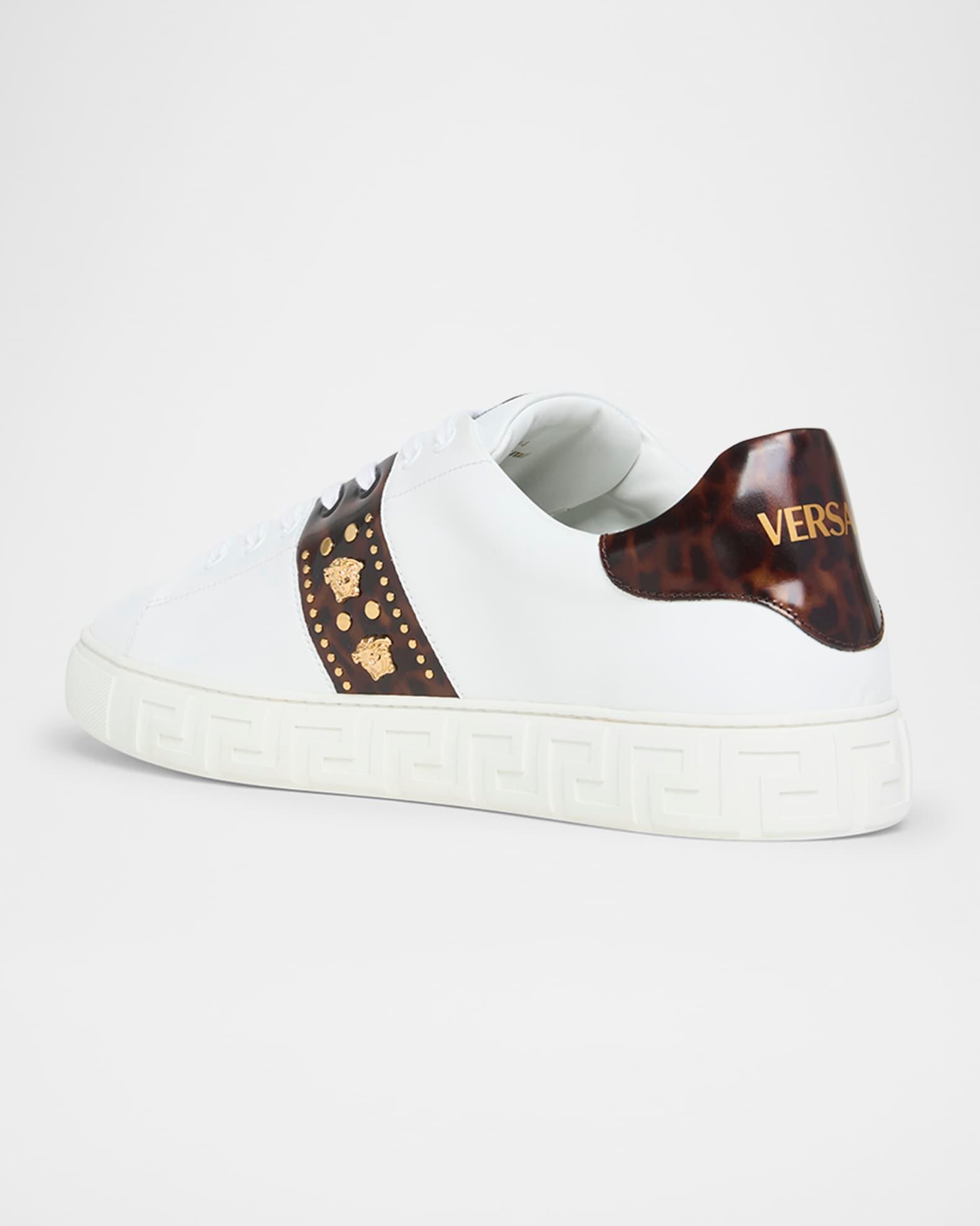 Men's Studded Greca Low-Top Sneakers Product Image