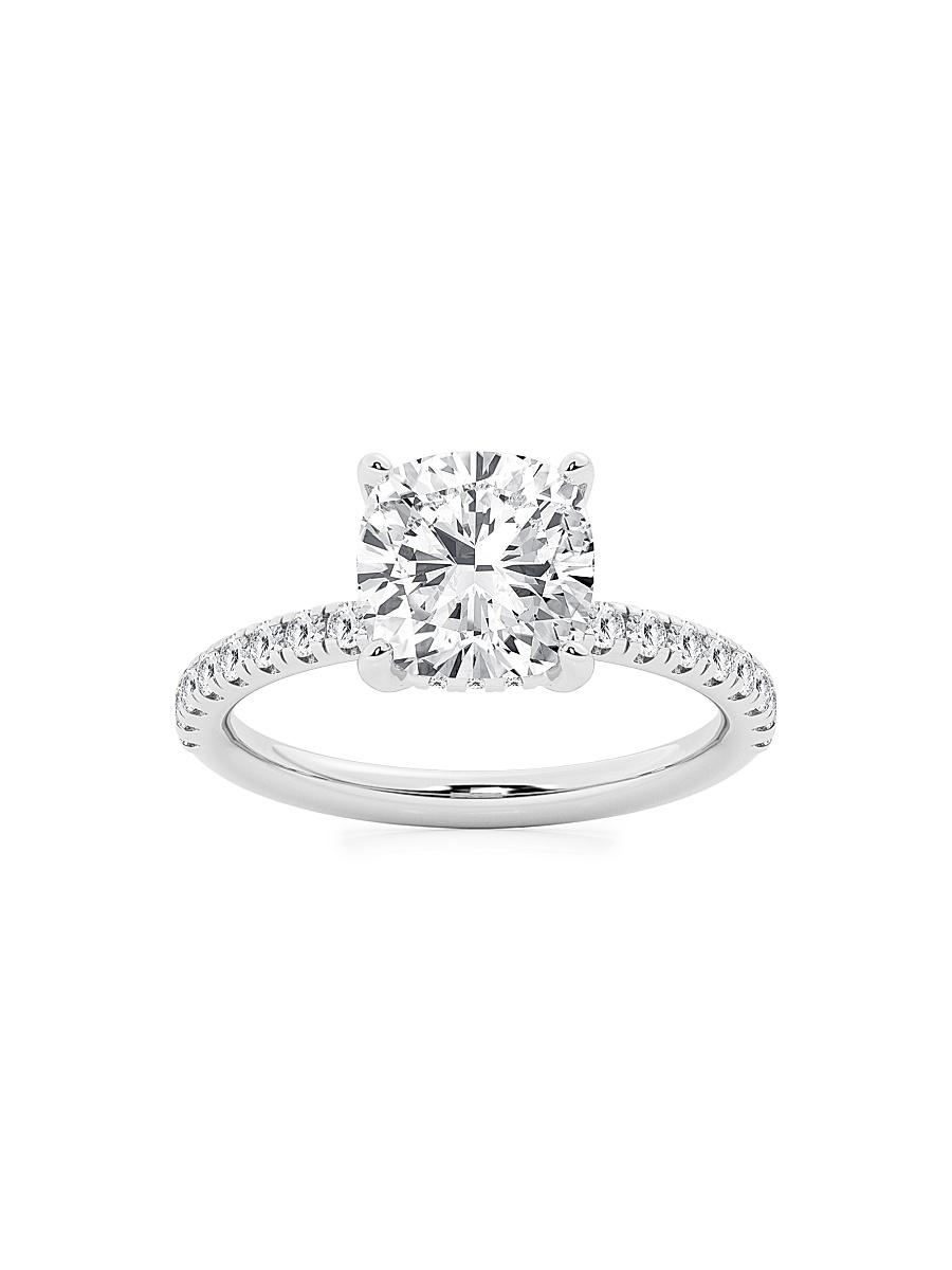 Womens 14K White Gold & Cushion-Cut Lab-Grown Diamond Hidden Halo Ring/0.80-3.41 TCW Product Image