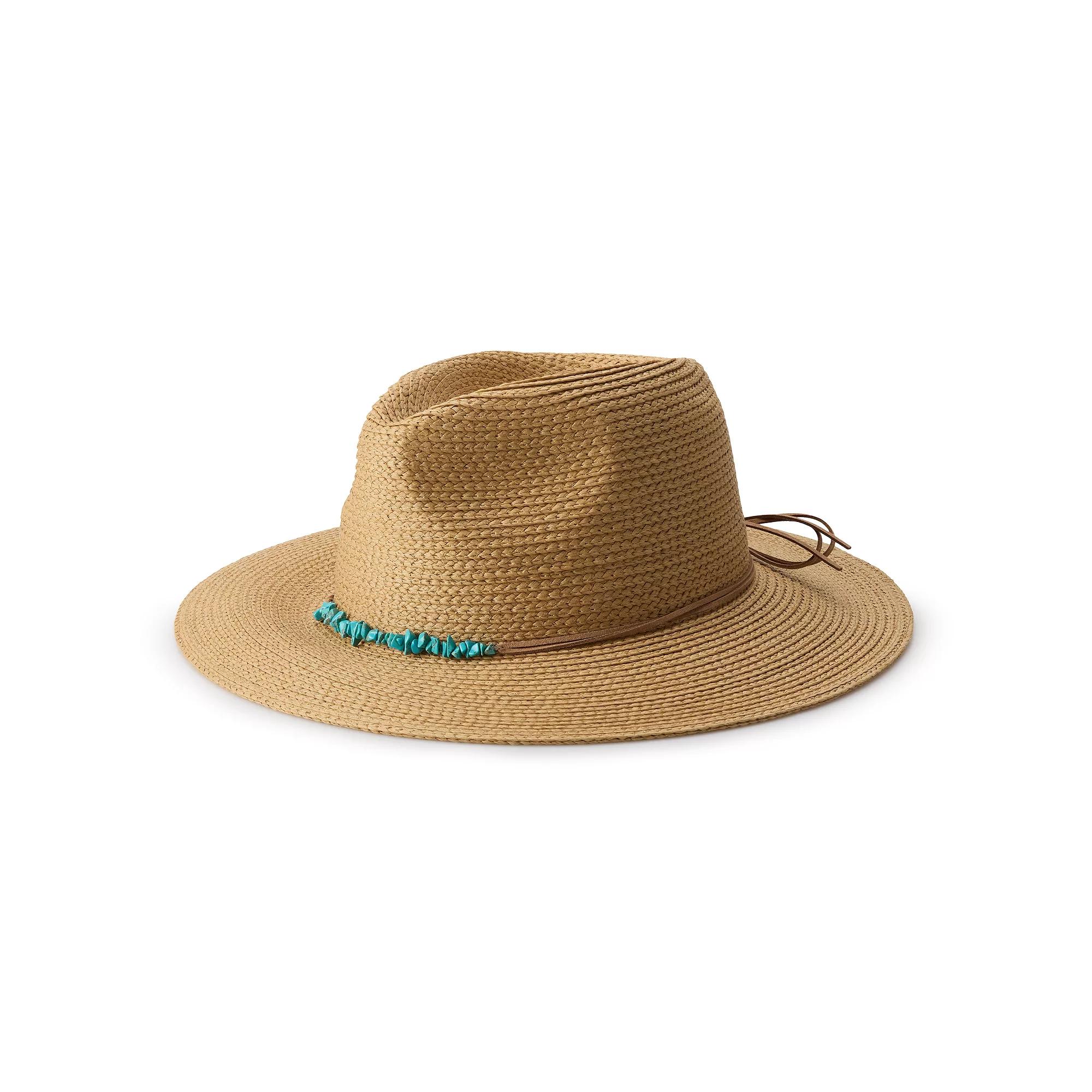 Women's Sonoma Goods For Life® Turquoise Stone Trimmed Panama Hat, Natural Product Image