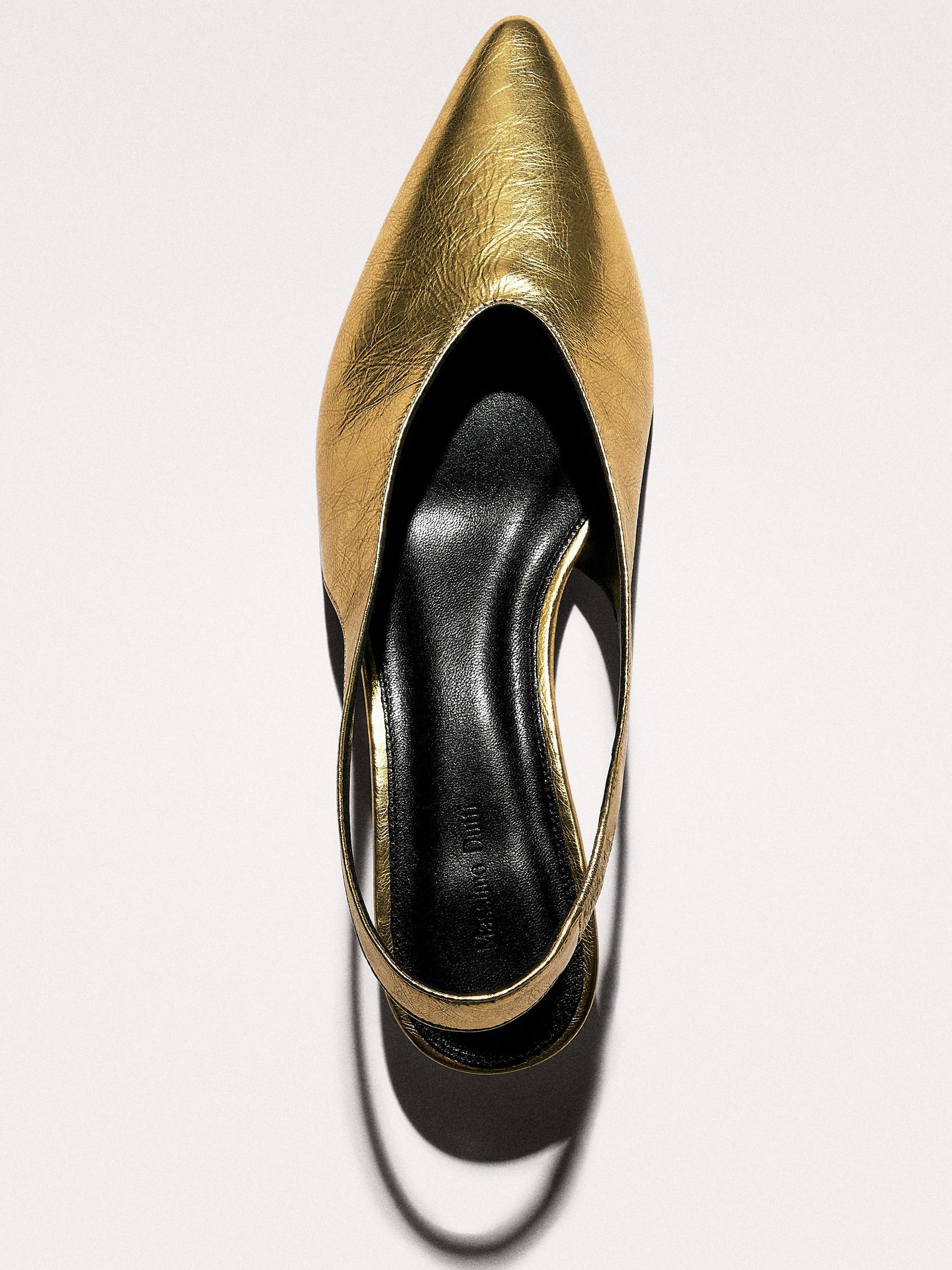 Gold high-heel slingback shoes Product Image