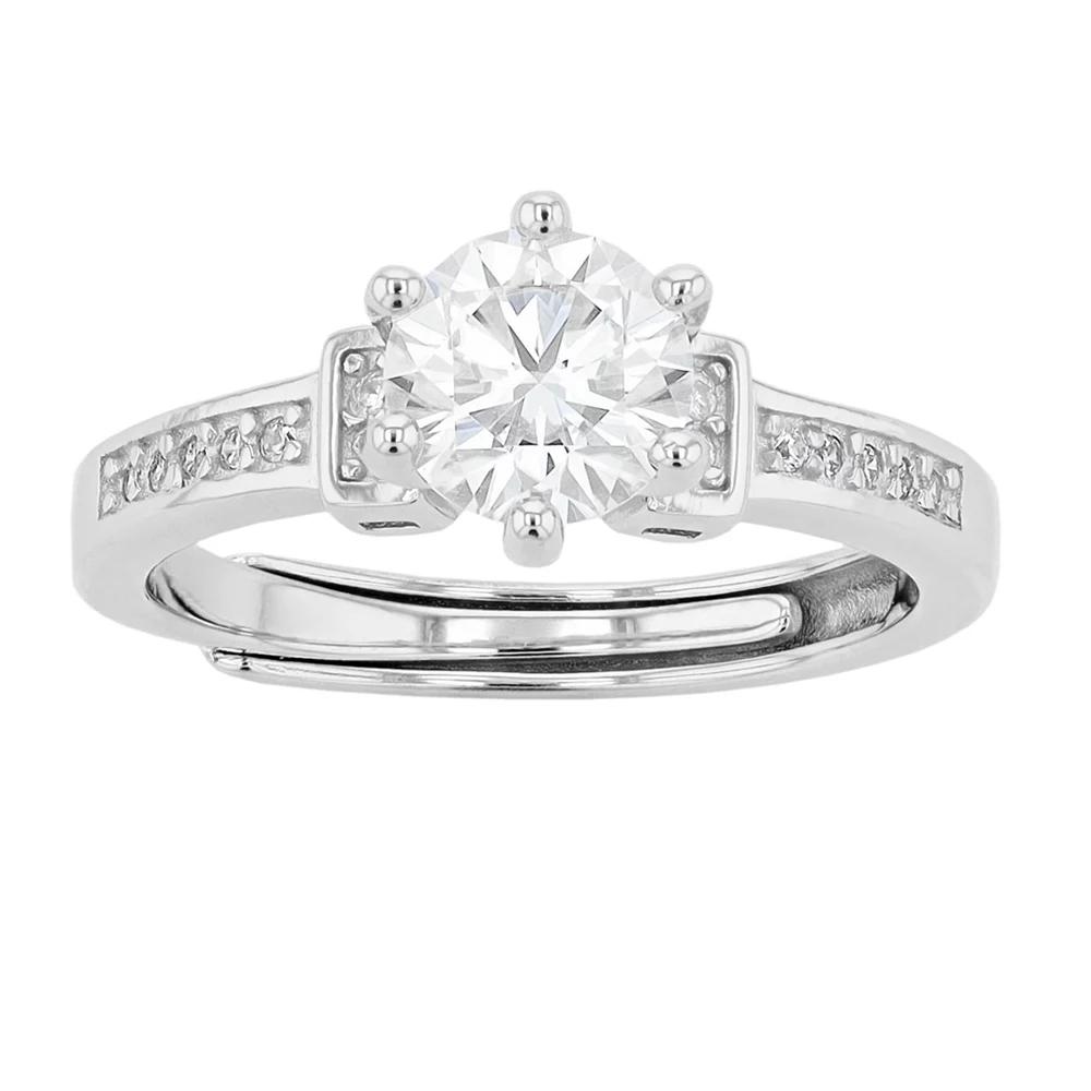 Stella Valentino Sterling Silver Lab Created Moissanite Adjustable Ring, Womens Product Image
