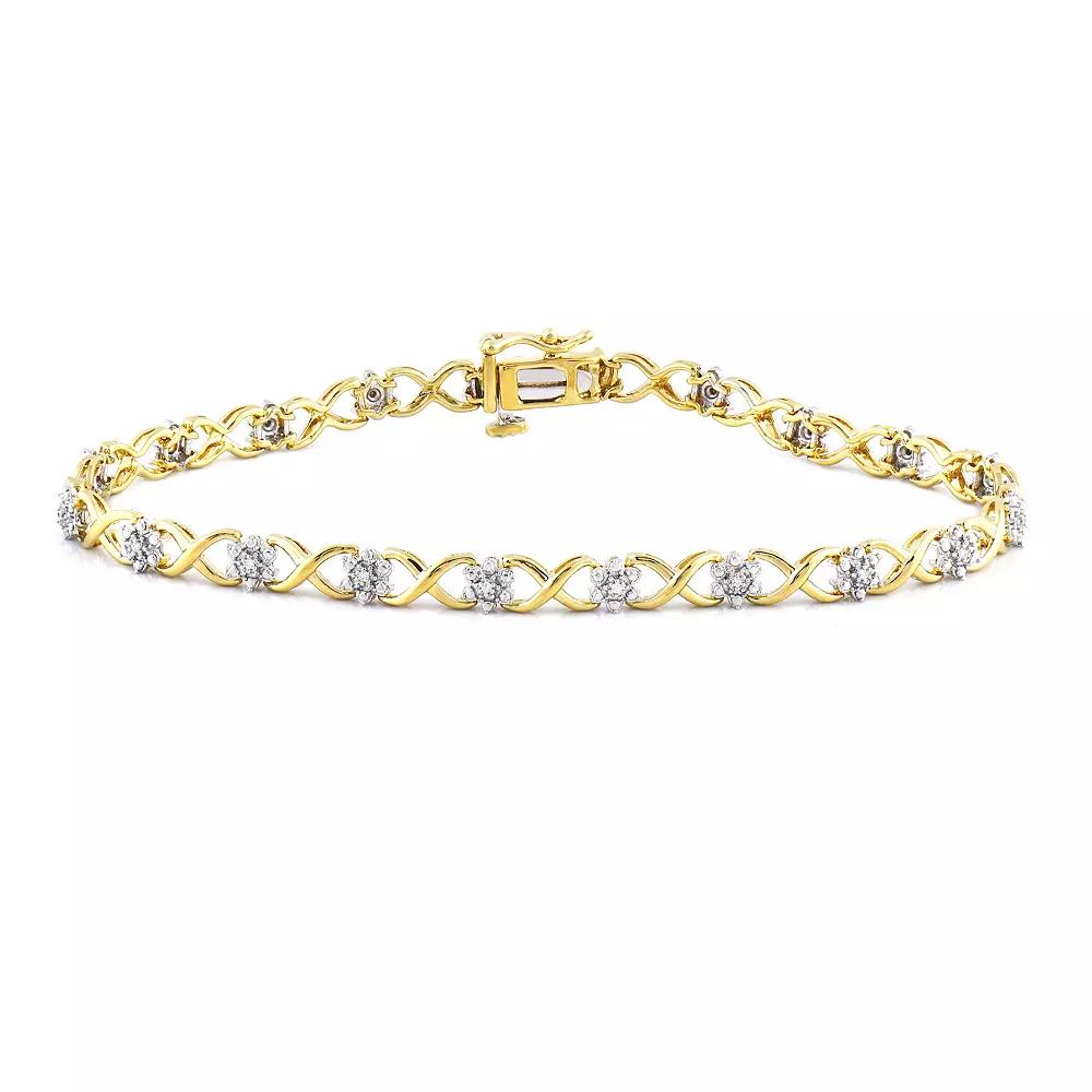 14k Gold Over Silver Diamond Accent Bracelet, Women's, Size: 7.25", Two Tone Product Image