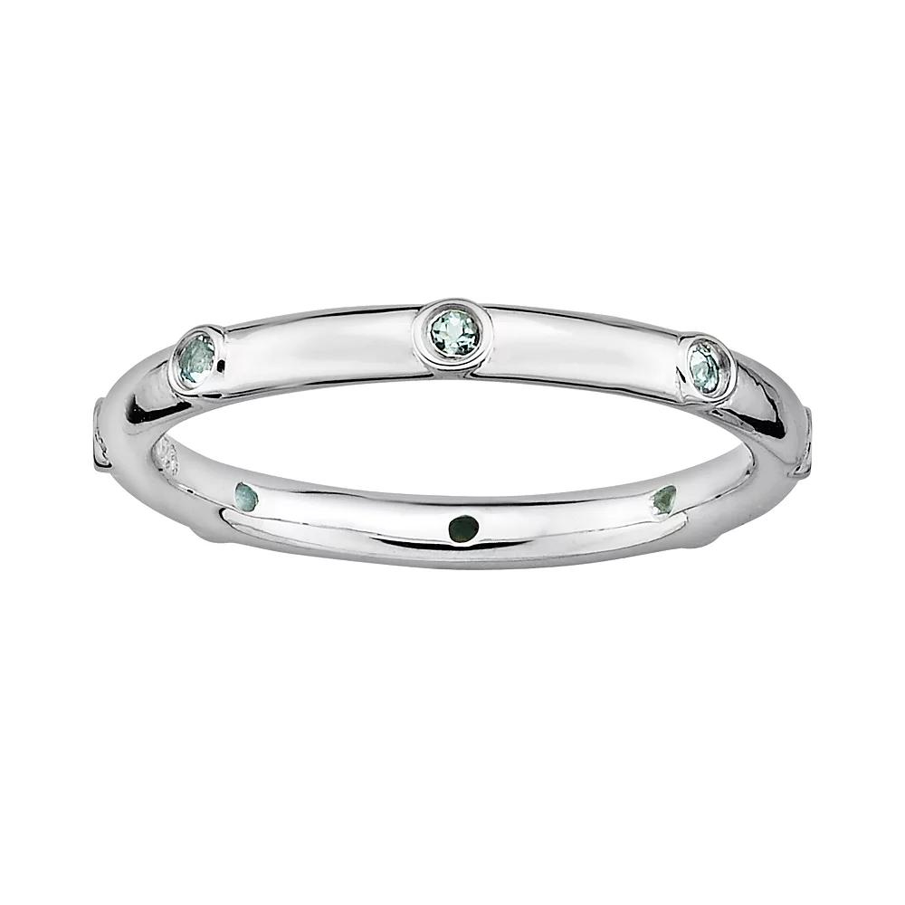 Stacks & Stones Sterling Silver Aquamarine Stack Ring, Women's, Size: 5 Product Image