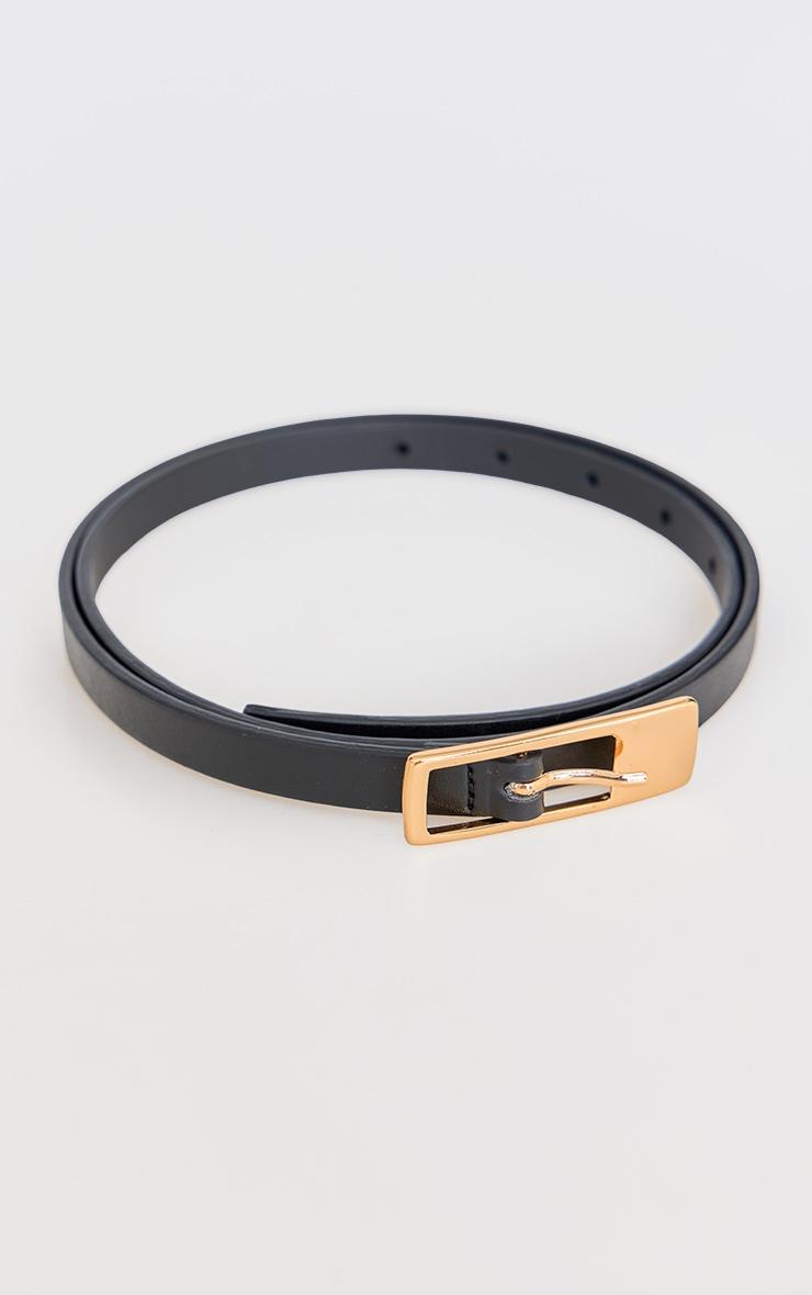 Black PU Square Buckle Skinny Belt Product Image