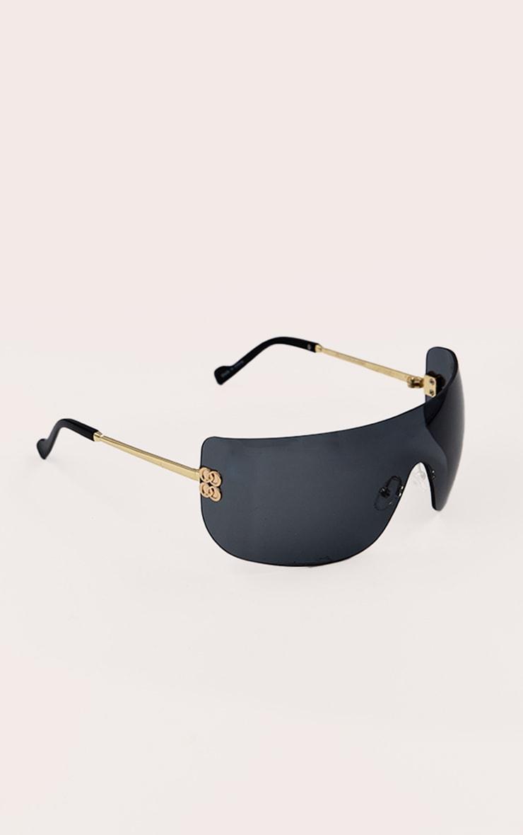 Black Wrap Around Oversized Visor Sunglasses Product Image