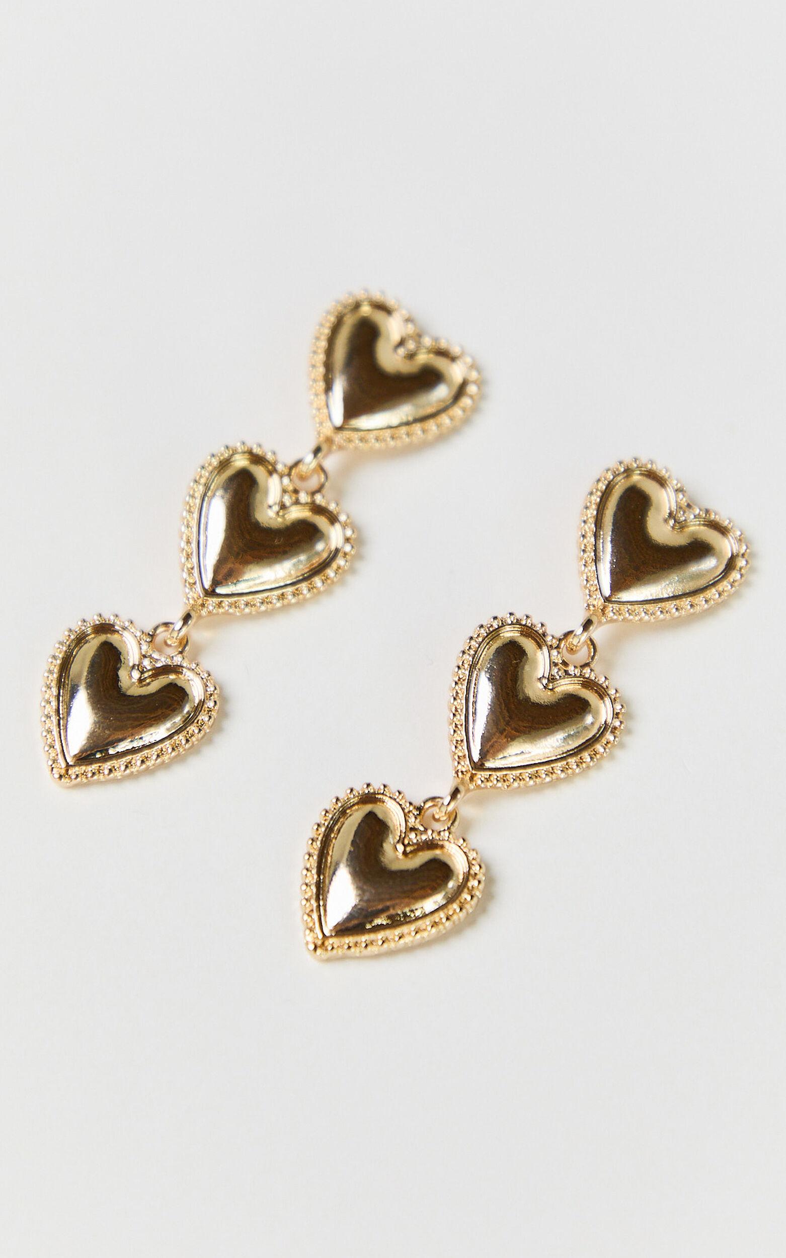 Kendra Earrings - Heart Drop Earrings in Gold Product Image