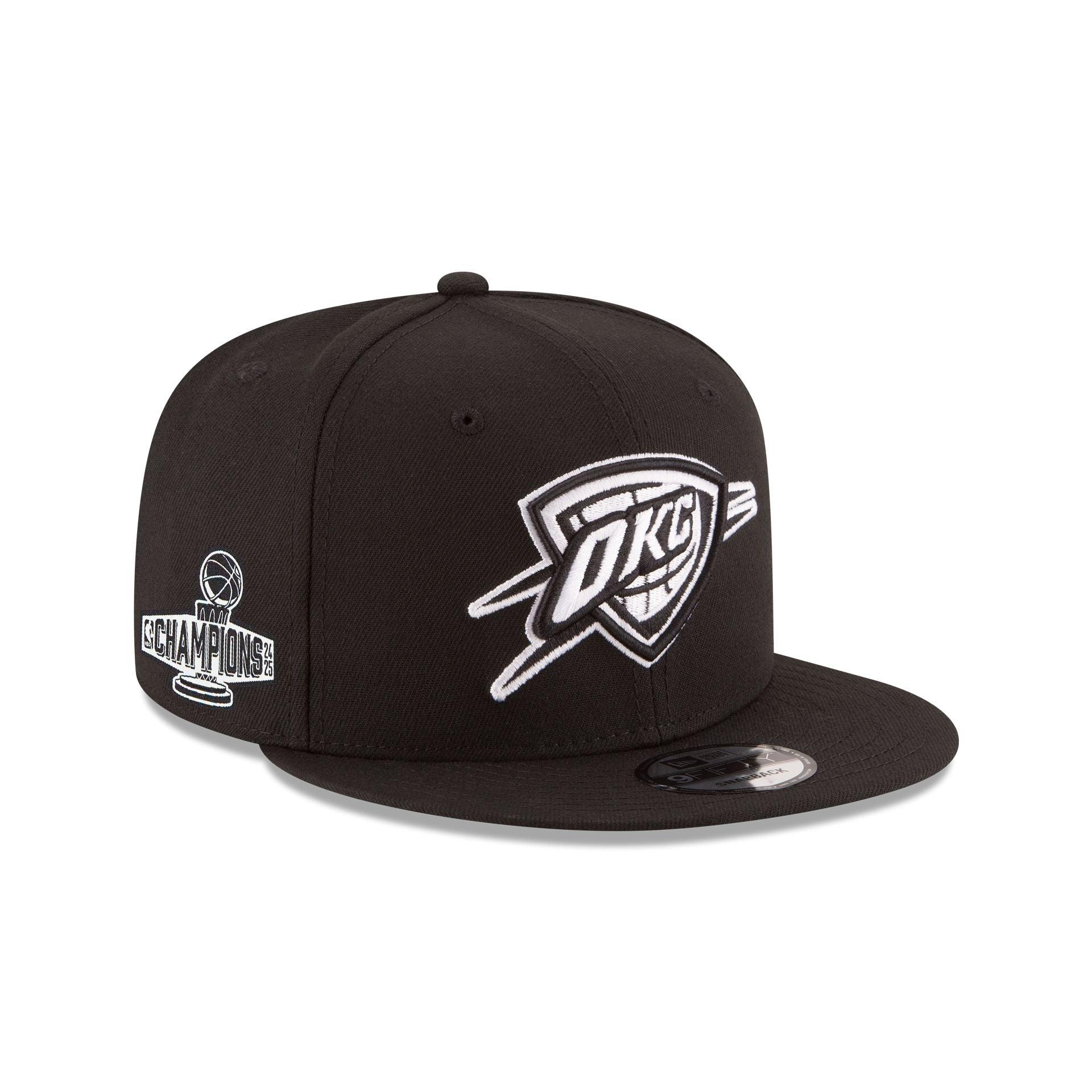 Oklahoma City Thunder 2025 NBA Champions Black & White 9FIFTY Snapback Hat Male Product Image