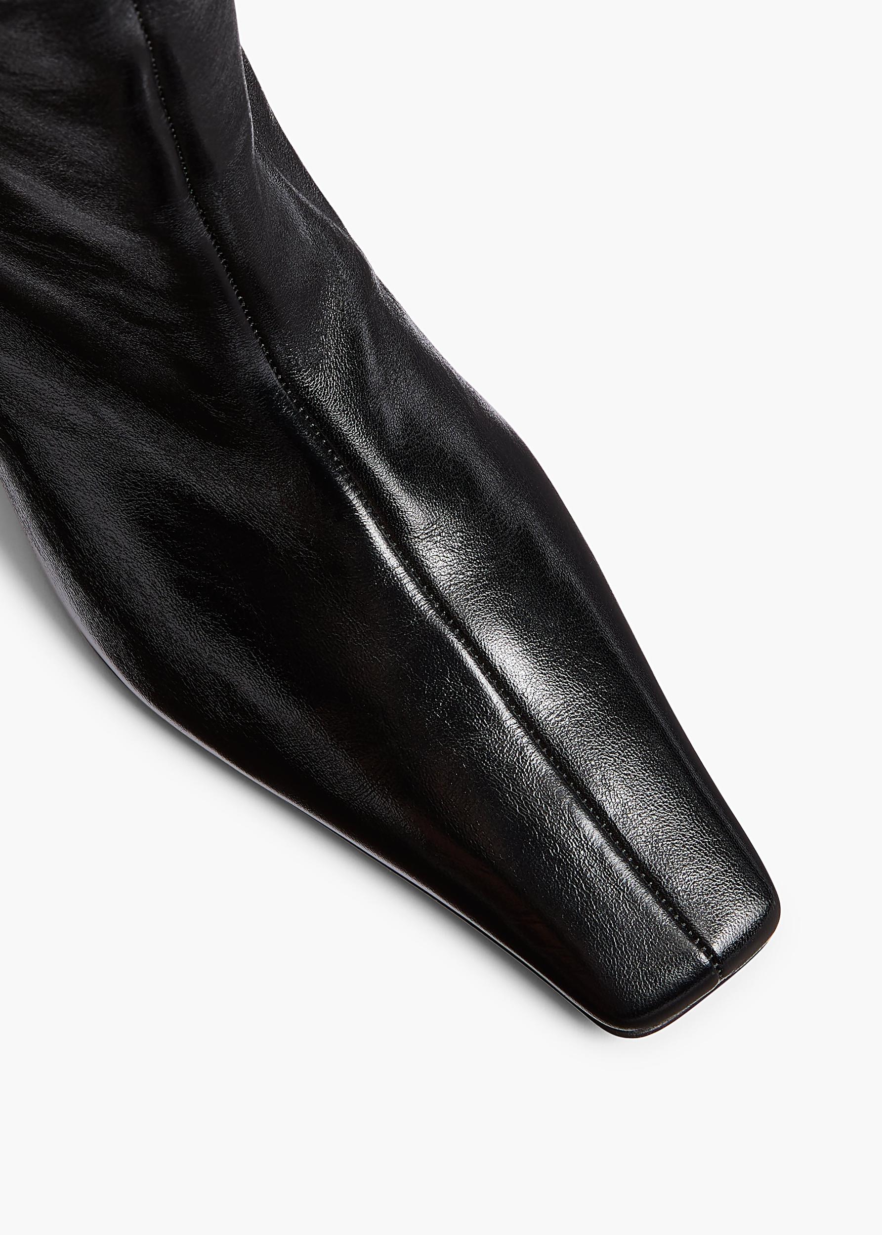 Ona Ankle Boot in Black Glazed Leather Product Image