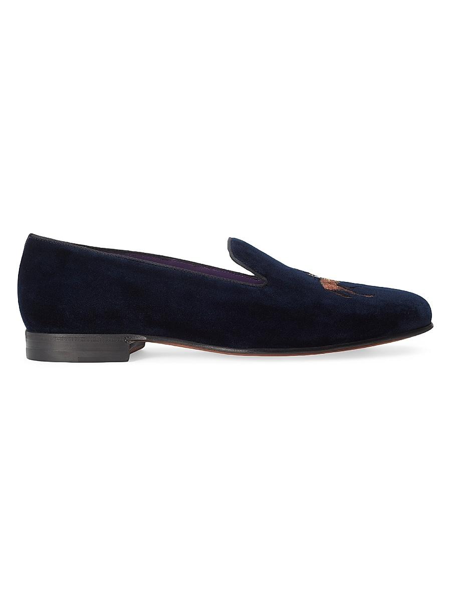 Men's Alonzo Embroidered Velvet Slippers Product Image