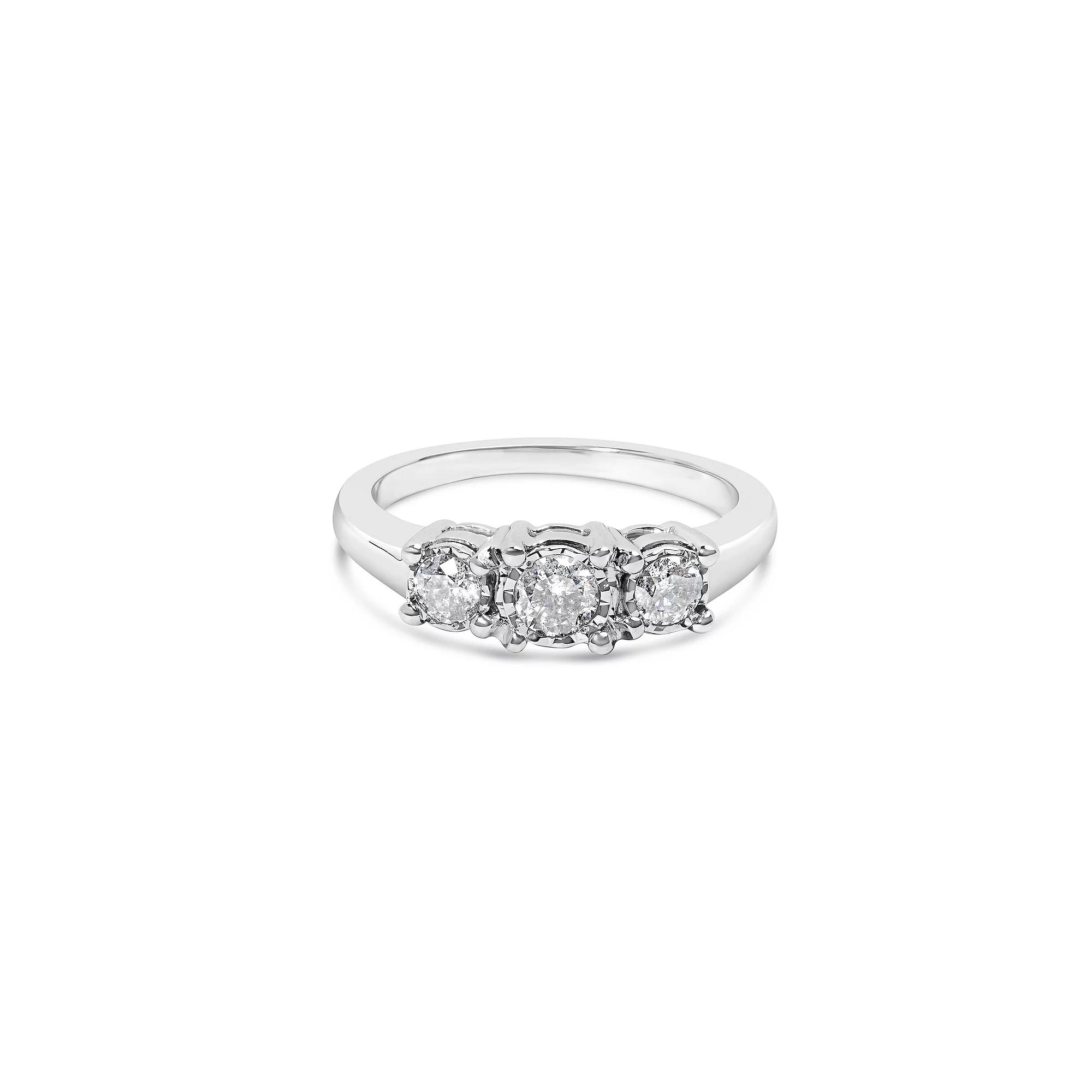 Haus of Brilliance 14k White Gold 1/2 Carat T.W. Lab-Grown Diamond 3 Stone Ring, Women's,  Product Image