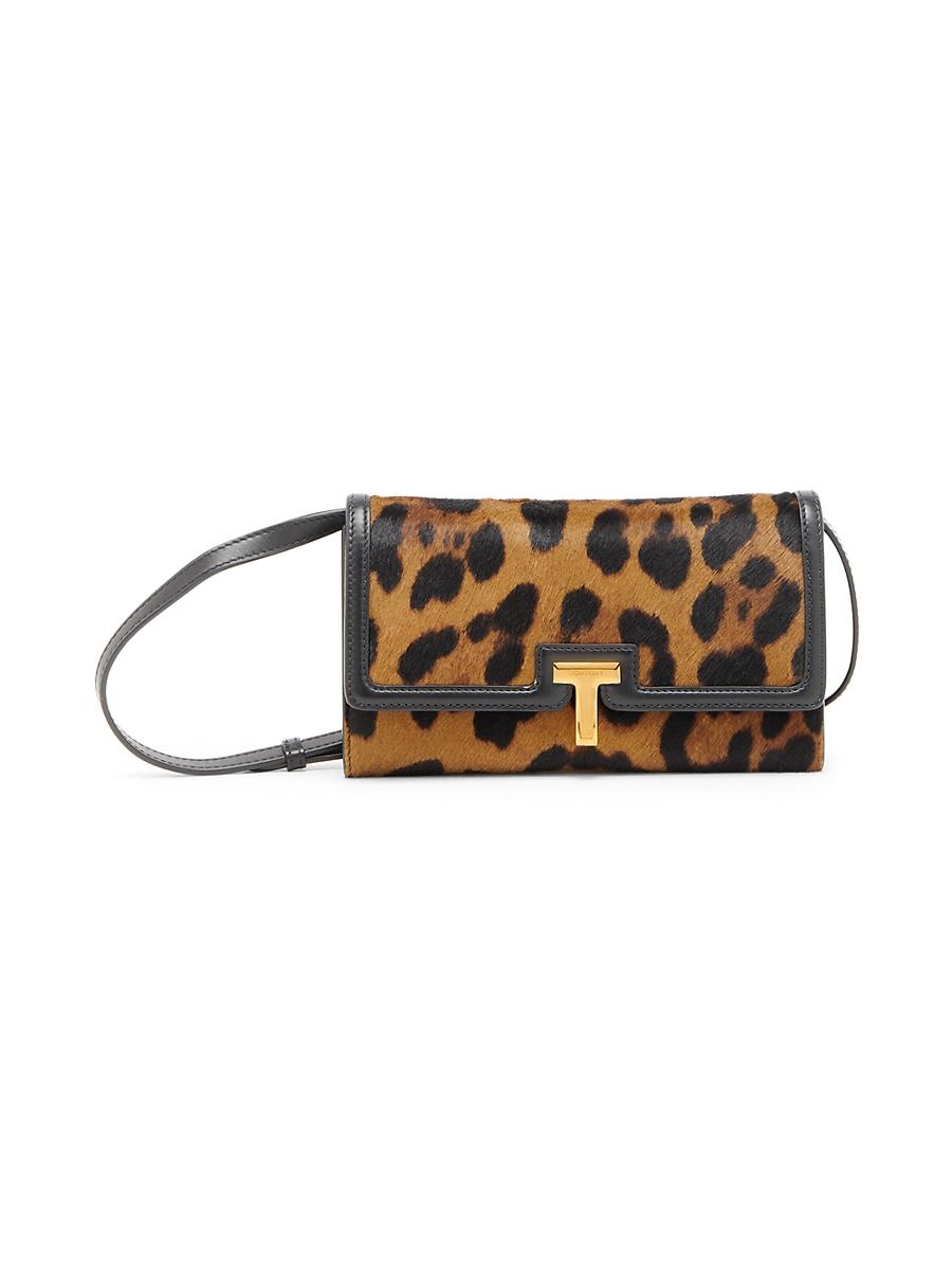 Womens Leopard Print Hair Calf Wallet-On-Strap Product Image