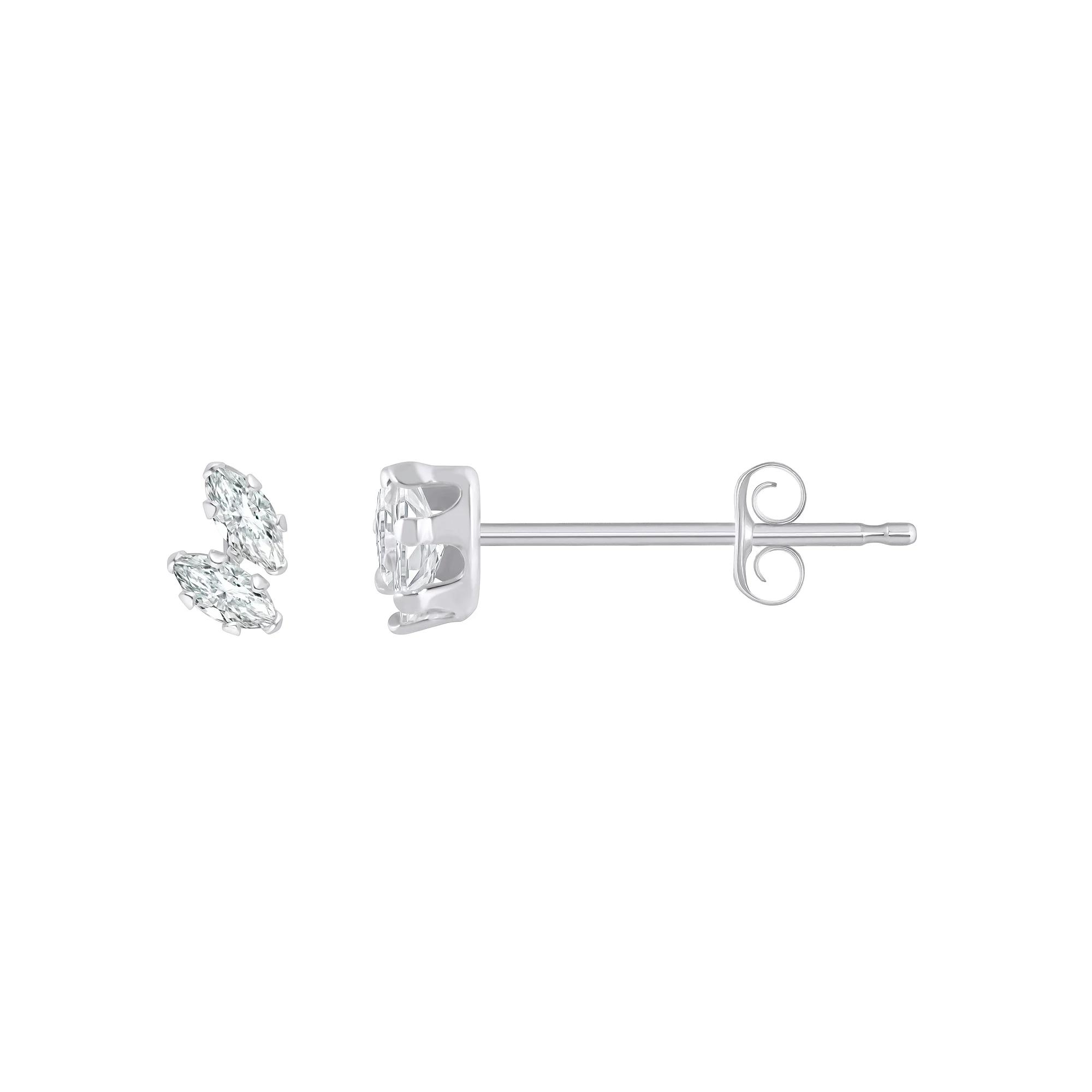 Celebration Gems 10k Gold Marquise Cubic Zirconia Stud Earrings, Women's, 10k White Gold Product Image