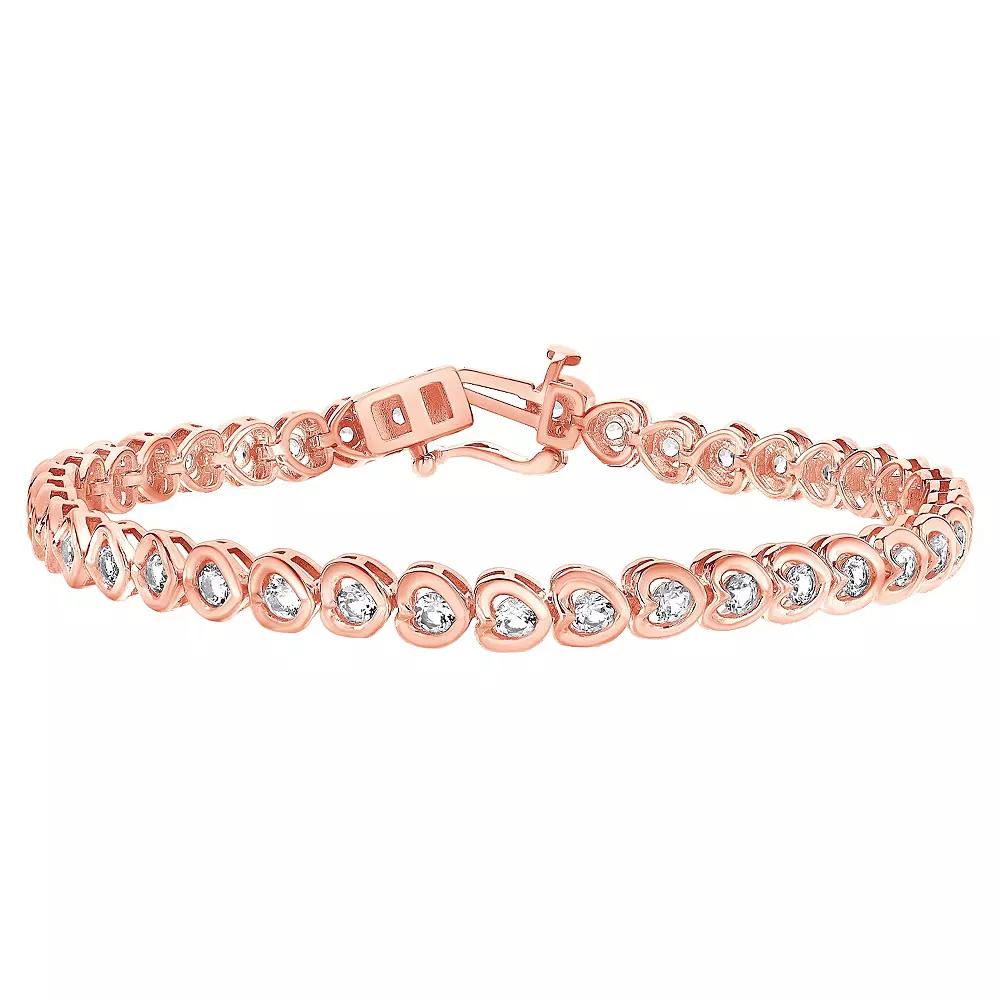 Gemstone Brilliance Lab-Created White Sapphire Heart Tennis Bracelet, Women's,  Product Image
