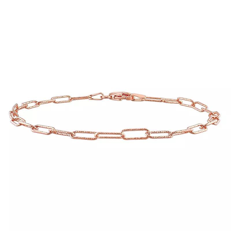 Stella Grace Sterling Silver Fancy Paper Clip Link Chain Bracelet, Womens Rose Gold Tone Product Image