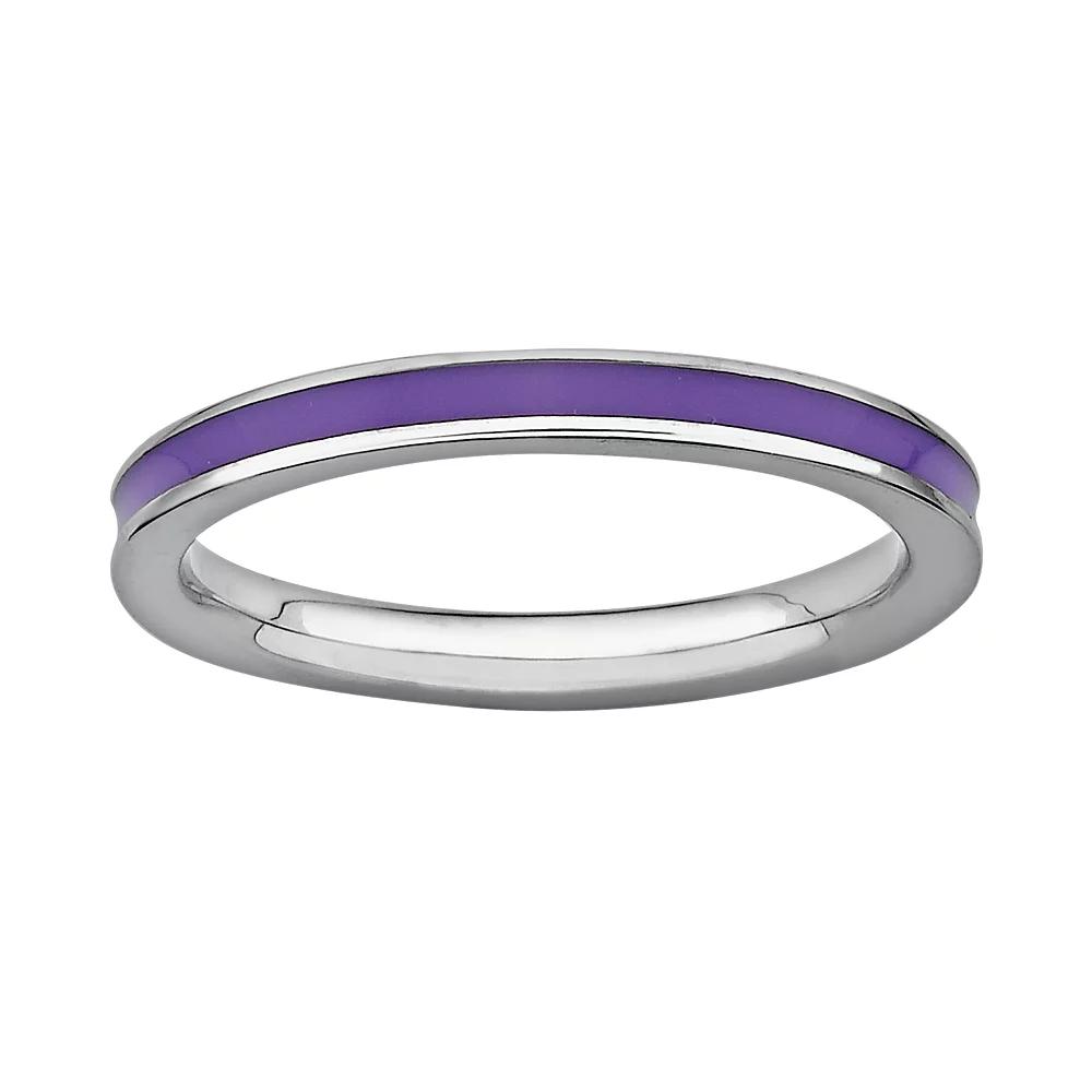 Stacks & Stones Sterling Silver Purple Enamel Stack Ring, Women's, Size: 10 Product Image