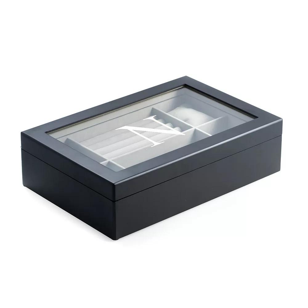 Charlotte Monogrammed Black Wood Jewelry Box, Adult Unisex, F Product Image