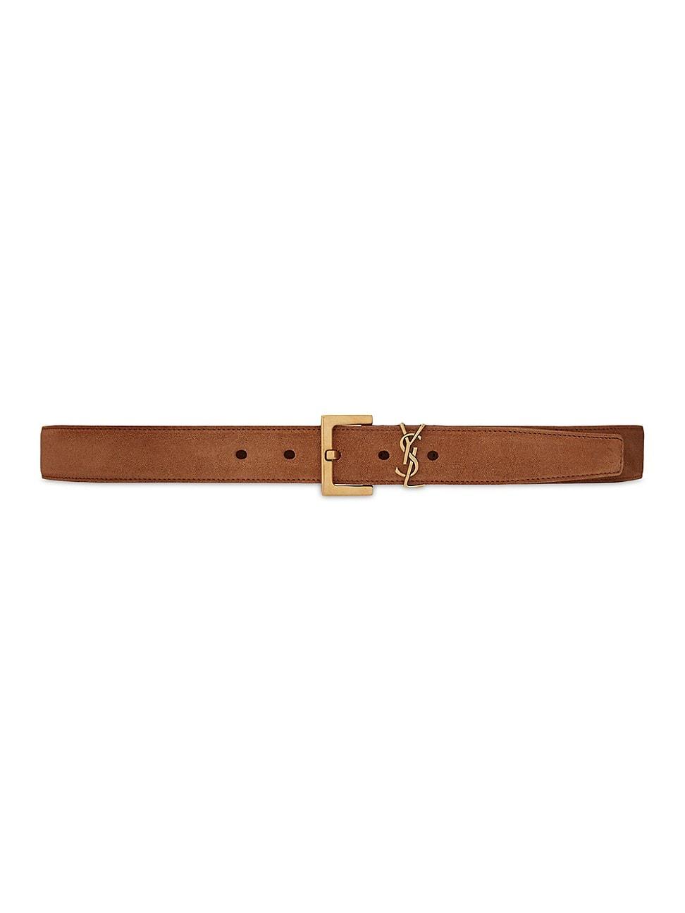 Womens Cassandre Belt with Square Buckle in Suede Product Image
