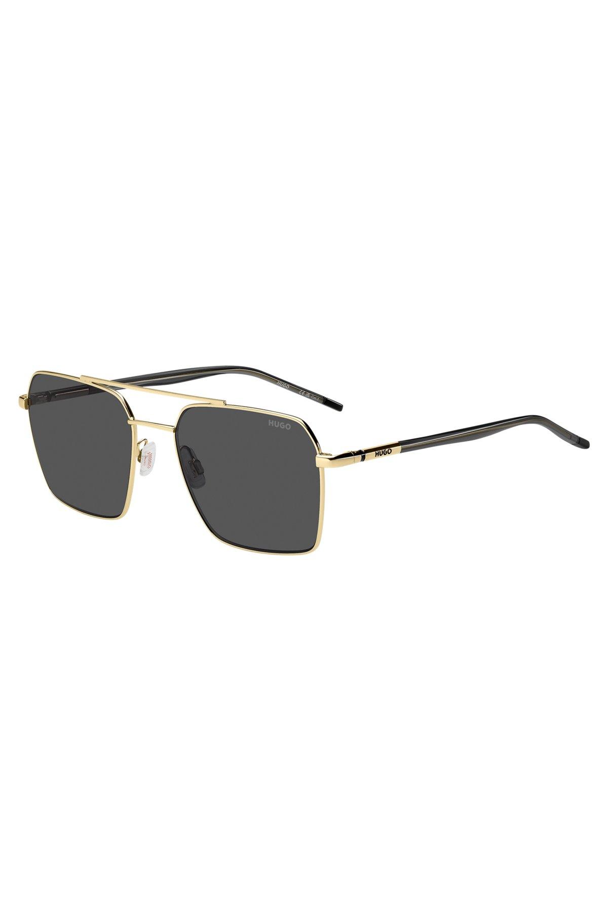 HUGO - Double-bridge sunglasses in gold and black tones Product Image