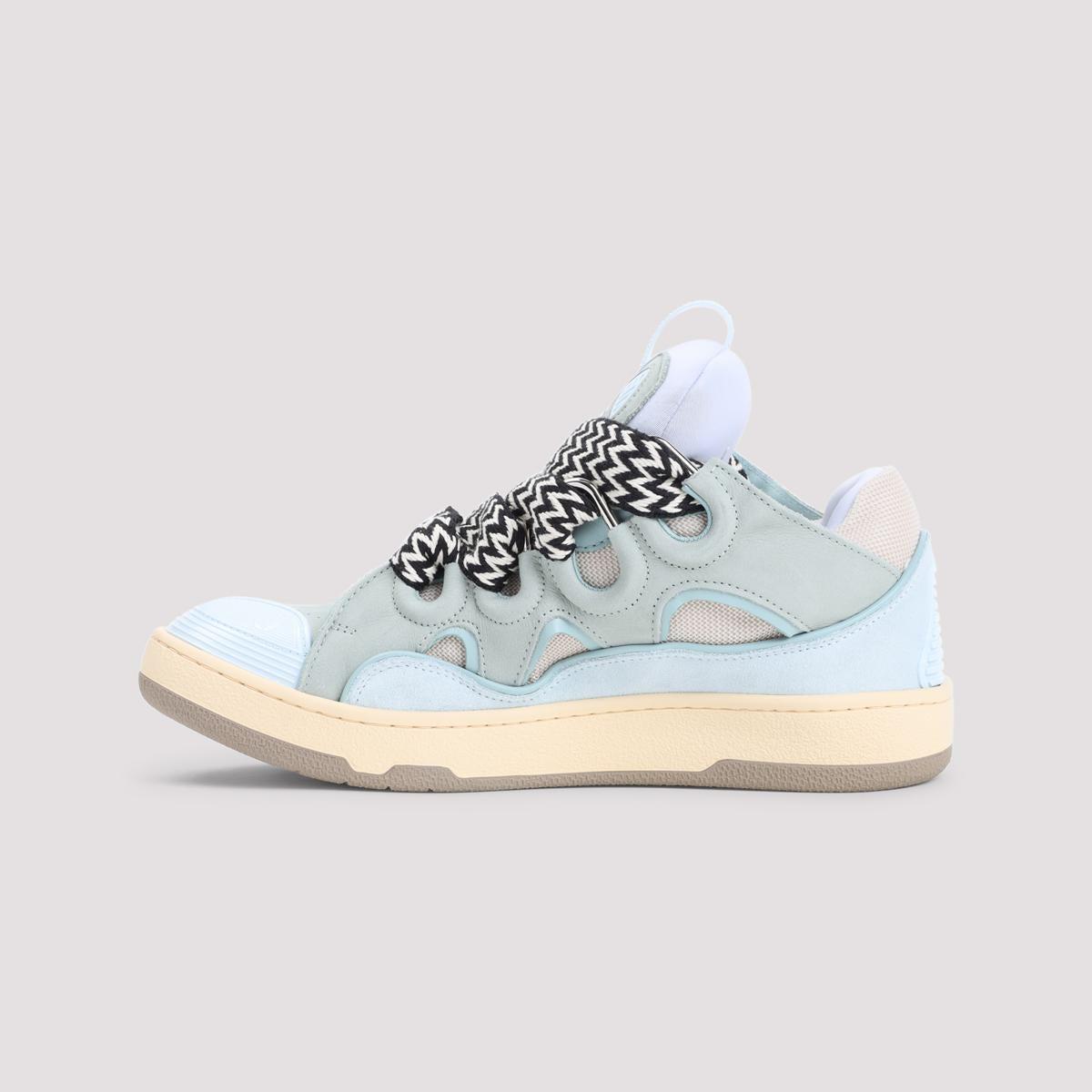 LANVIN Suede Leather Curb Sneakers Men In Blue Product Image