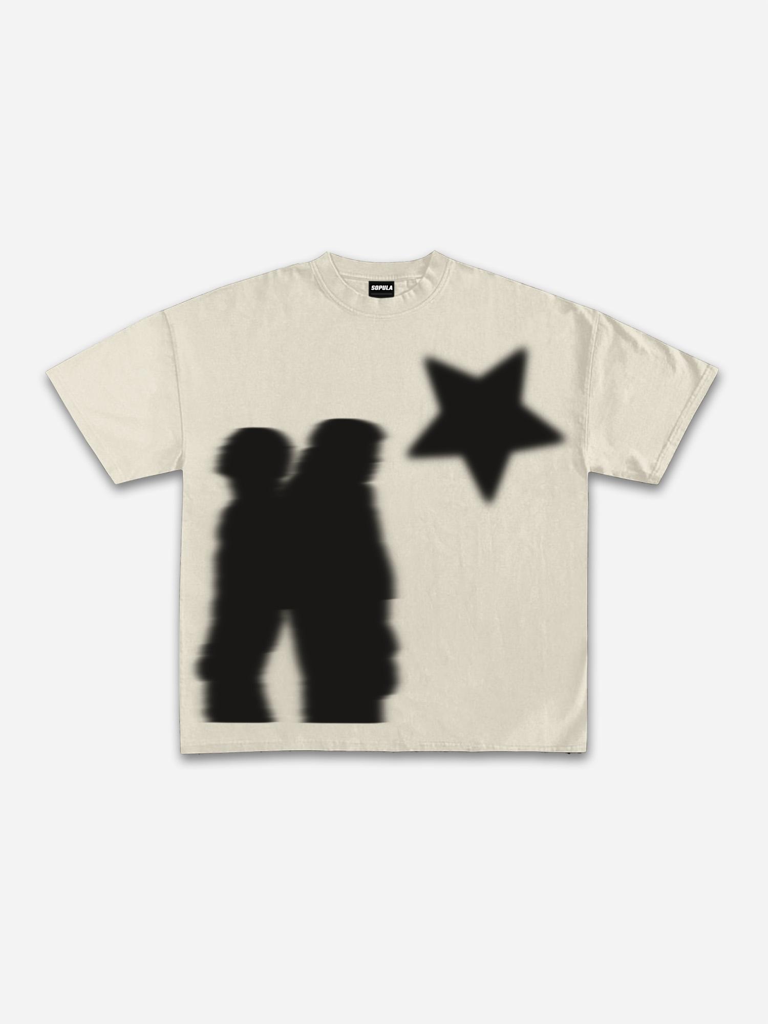 Men's Casual Virtual Shadow Graphics Cotton Short Sleeve T-Shirt Product Image