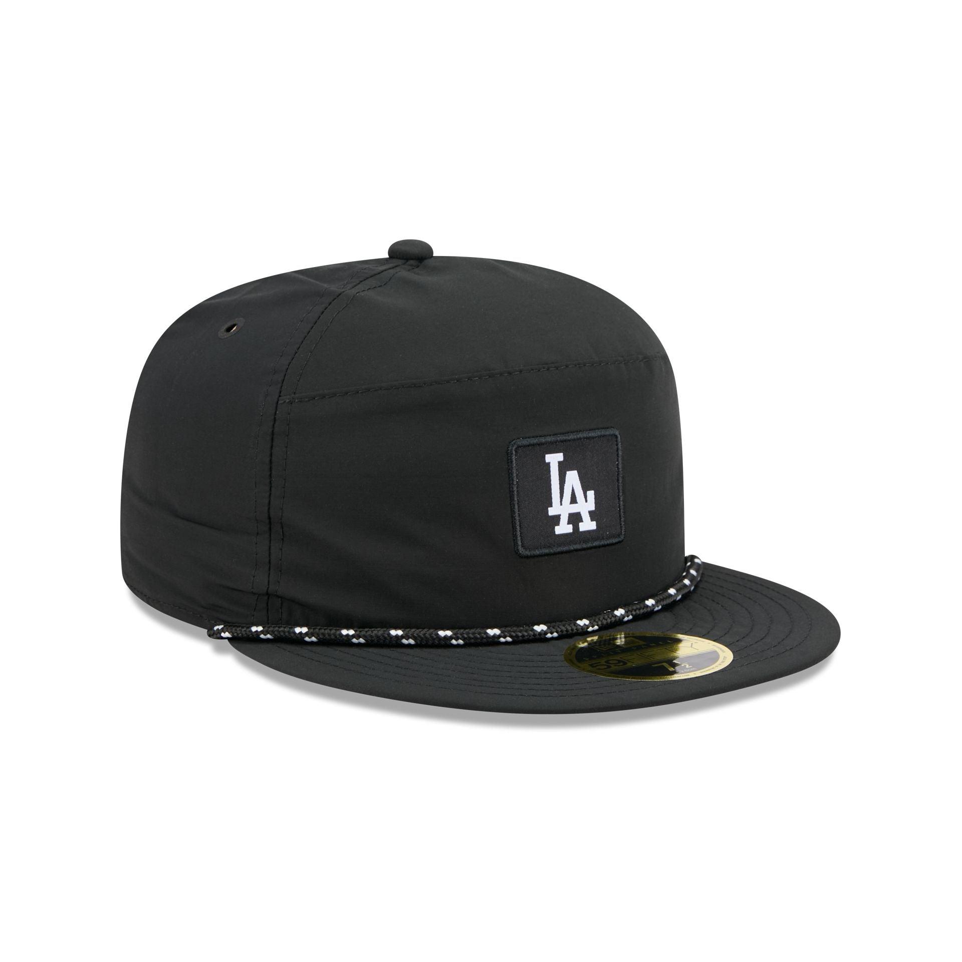 Los Angeles Dodgers Black Poly Rope Split Panel 59FIFTY Fitted Hat Male Product Image