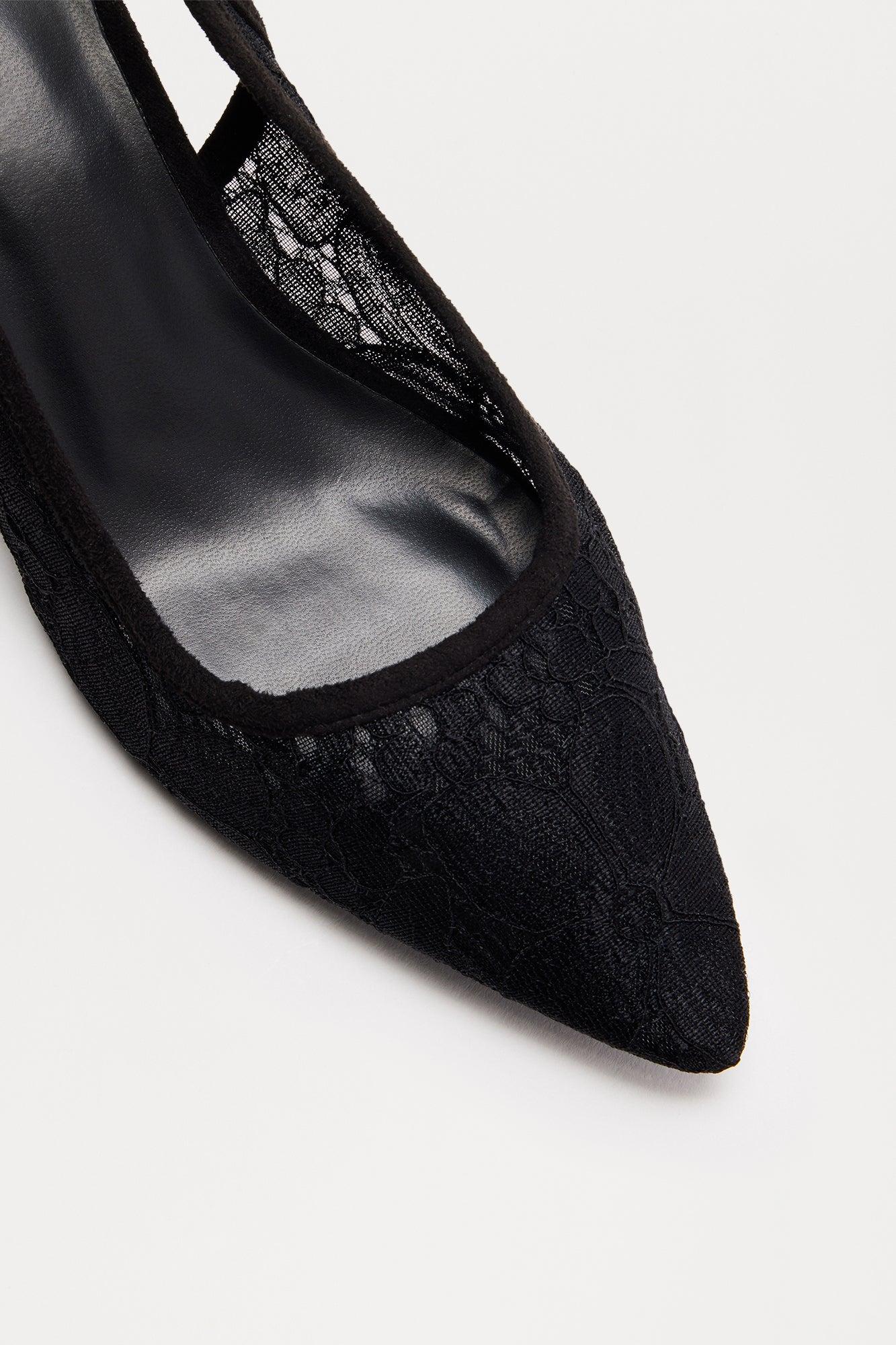 Arica Lace Slingback Pumps - Black Product Image