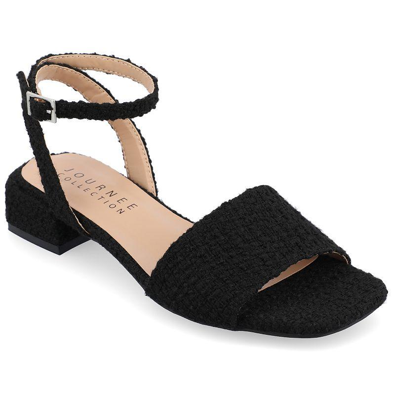 Journee Adleey Women's Tweed Low Block Heel Sandals,  Product Image
