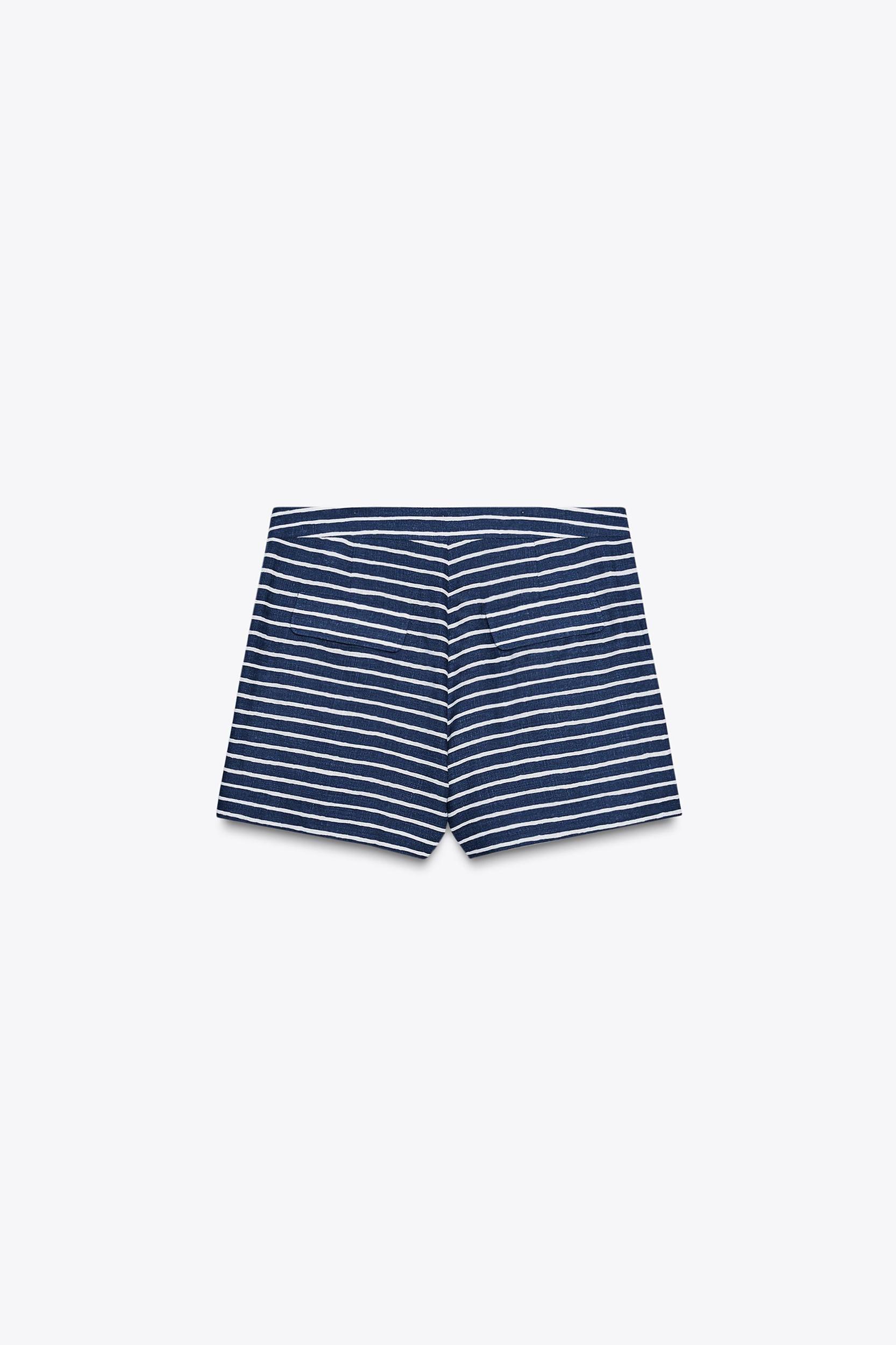 STRIPED LINEN SHORTS Product Image