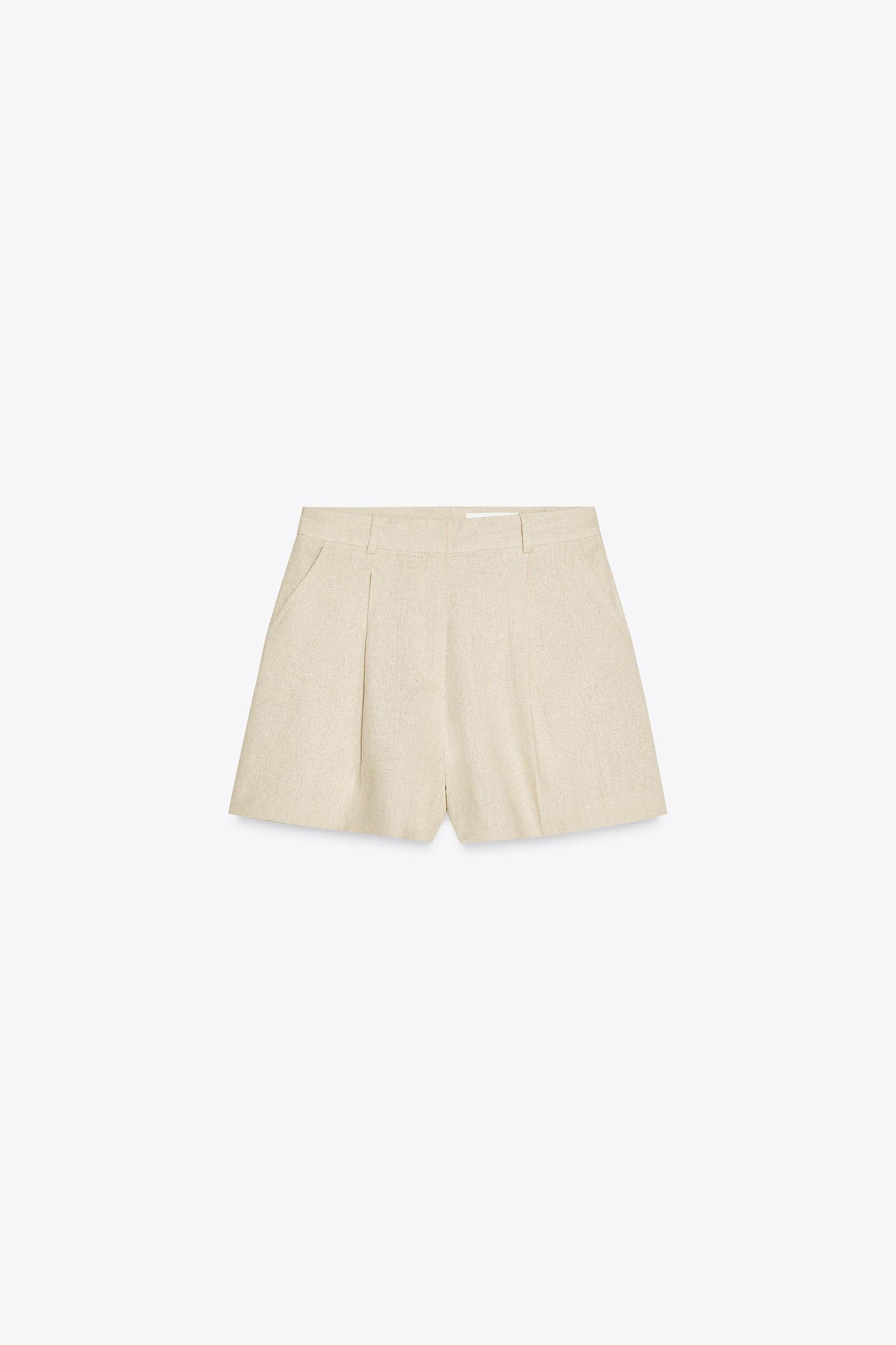 HIGH-WAISTED LINEN SHORTS Product Image