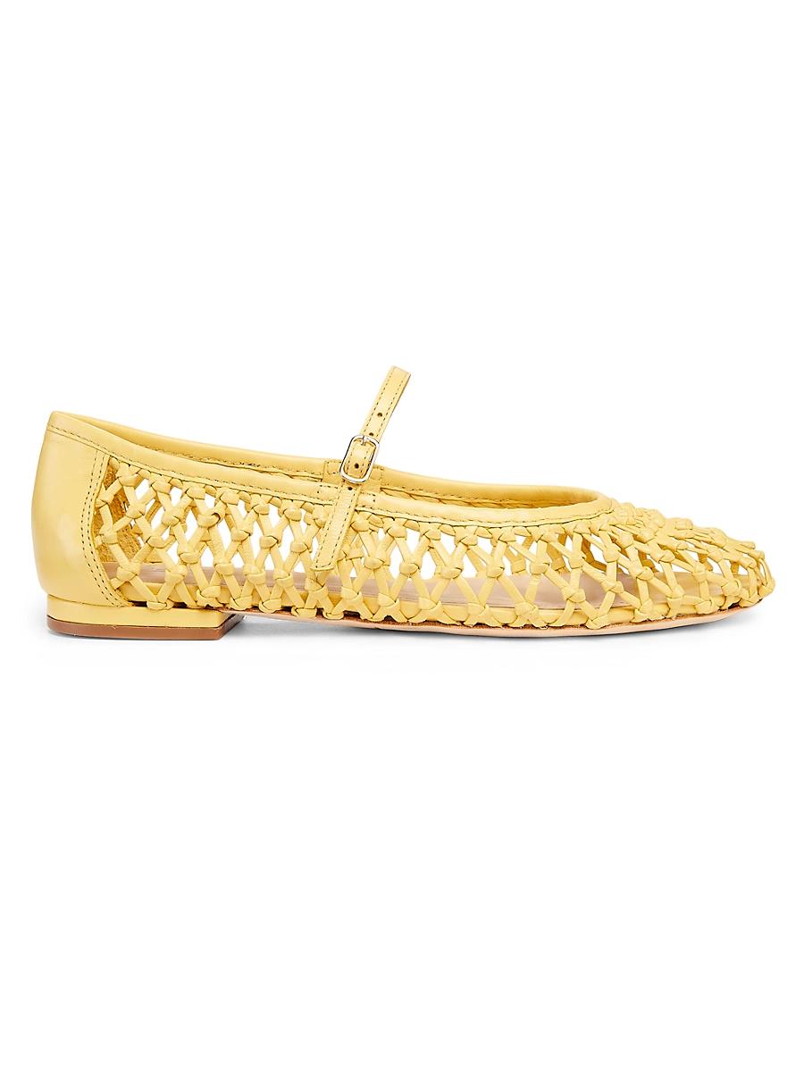 Womens Hand-Woven Leather Ballet Flats Product Image