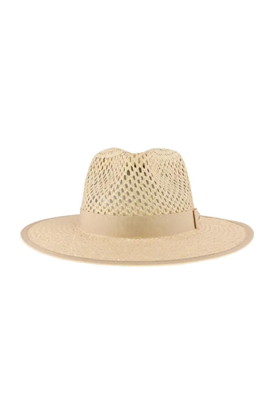 Open Weave Bow Trim Panama Hat Product Image