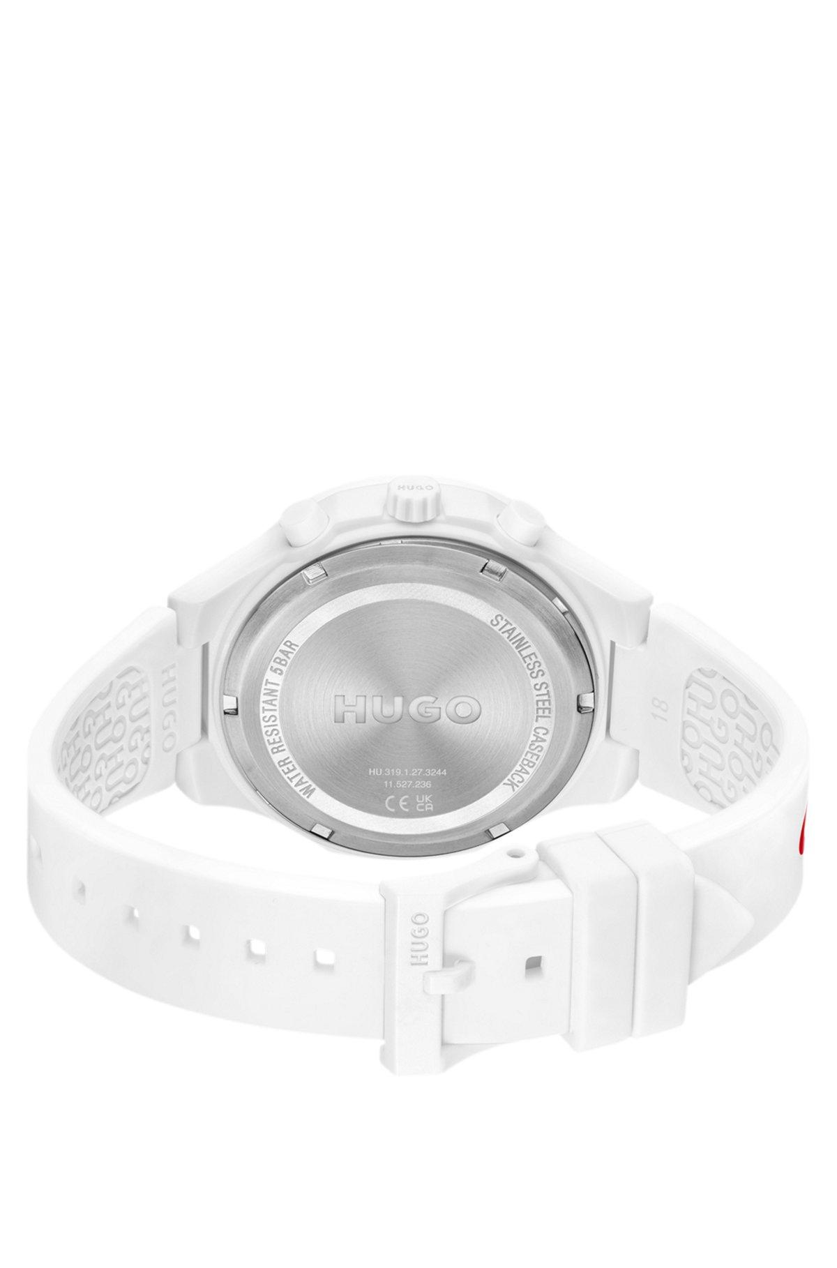 HUGO - White watch with silicone logo strap Product Image