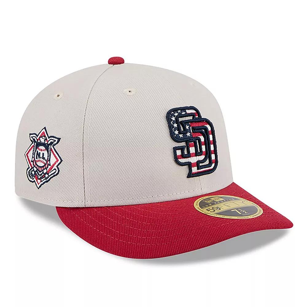 Men's New Era Khaki/Red San Diego Padres 2024 Fourth of July Low Profile 59FIFTY Fitted Hat,  Product Image