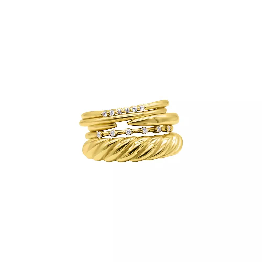 Adornia Gold Tone Crystal Stacking Bands 5-piece Set, Women's, Size: 6 Product Image