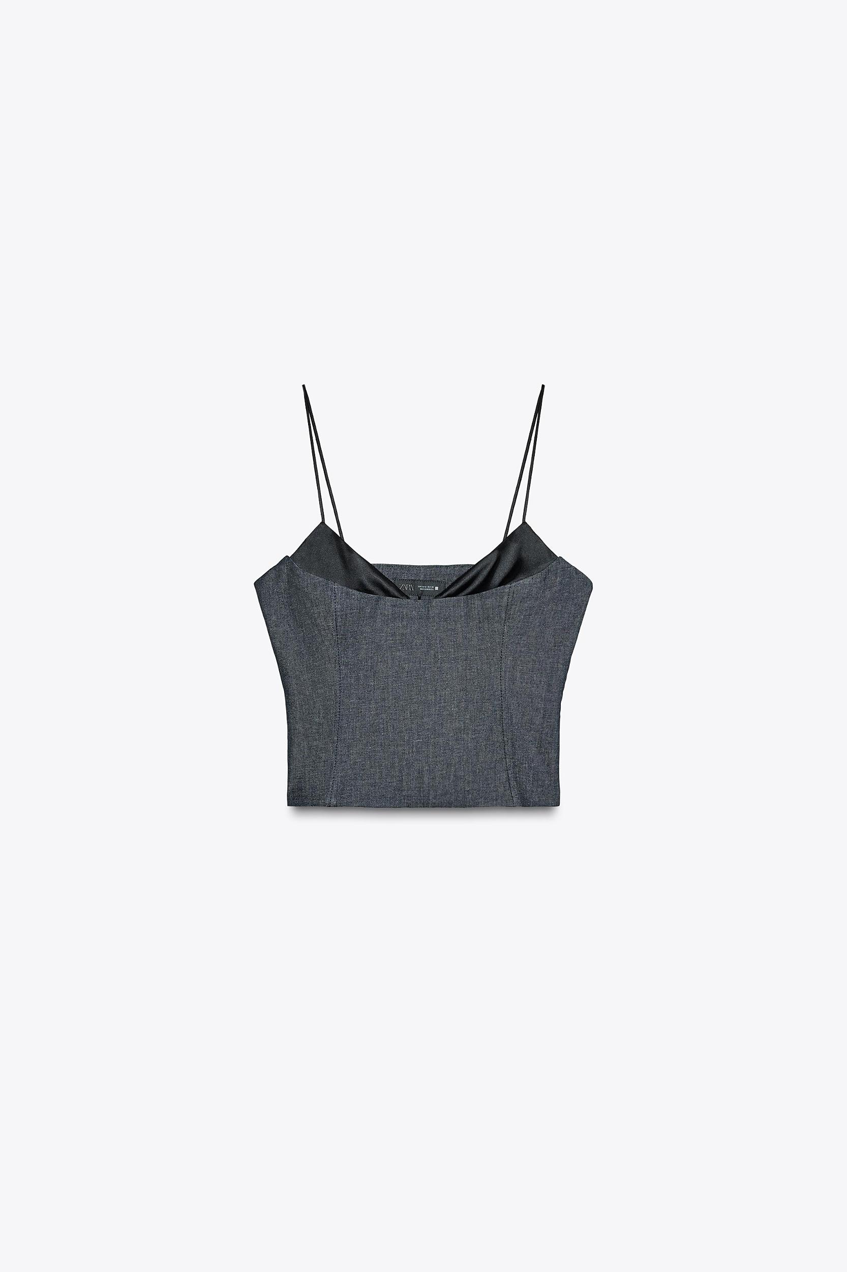 Z1975 COMBINATION STRAP DENIM TOP Product Image