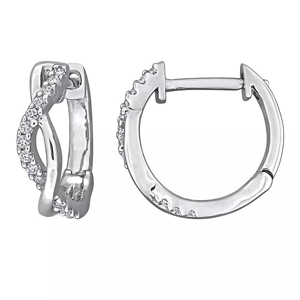Stella Grace Sterling Silver 1/8 Carat T.W. Lab-Created Moissanite Hoop Earrings, Women's Product Image