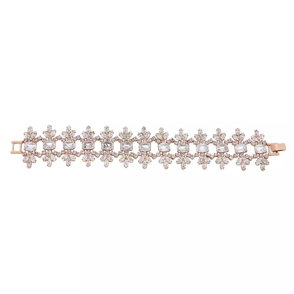 Vieste Simulated Crystal Open Lace Bracelet, Women's, Rose Gold Tone Product Image