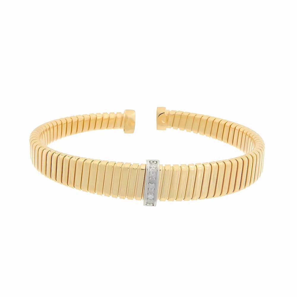 Meshmerise 1/10 Carat T.W. Diamond Goose Cuff Bracelet, Women's, Size: 7", Gold Tone Product Image