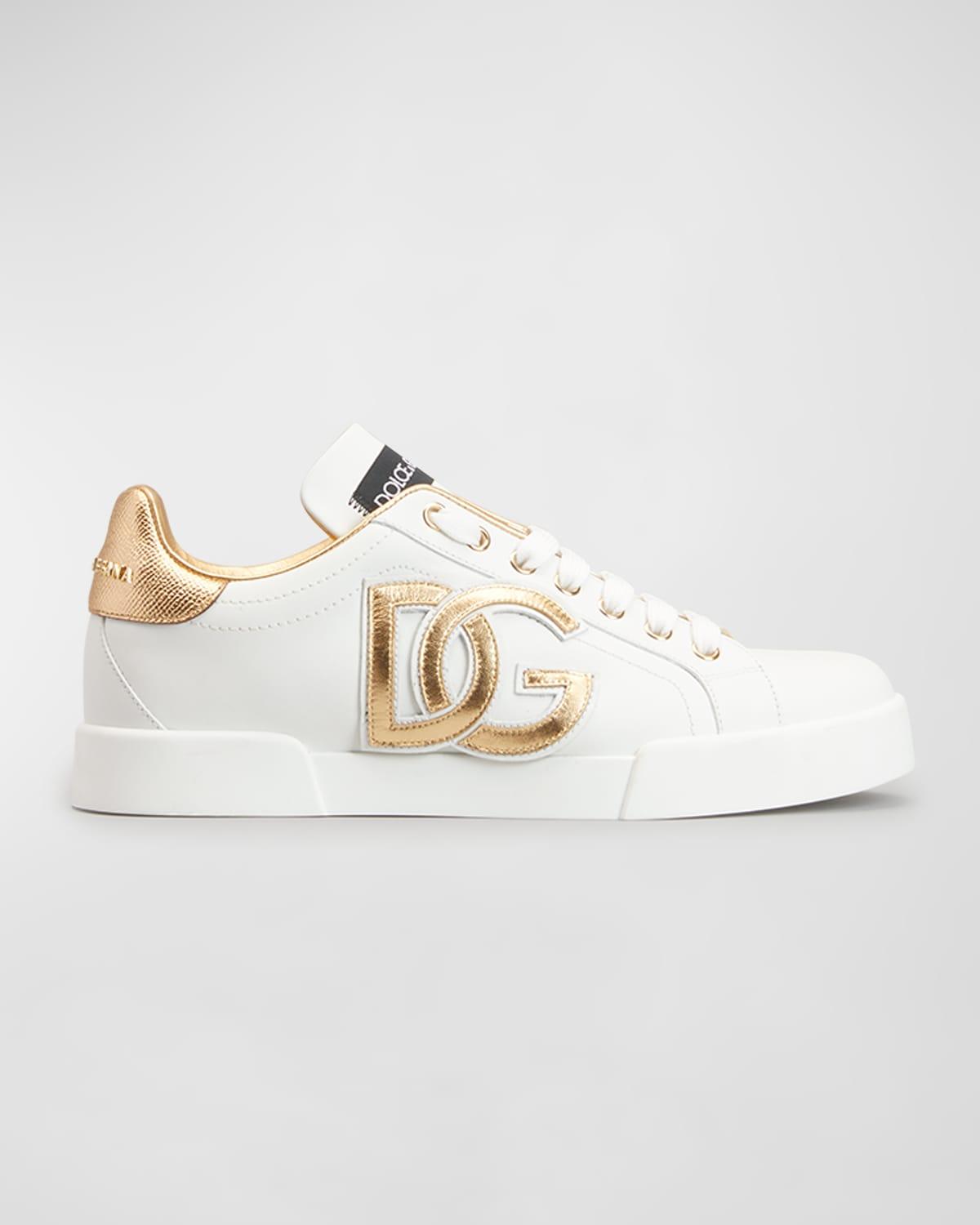 Womens Portofino Logo Metallic Leather Low-Top Sneakers Product Image