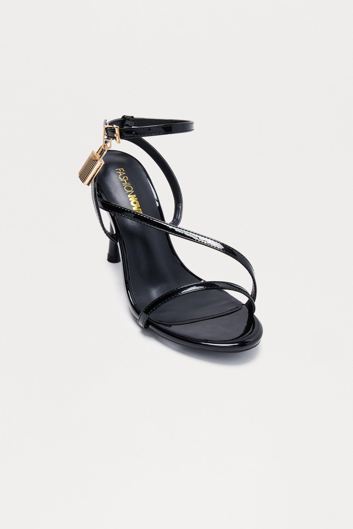 Bebe Lock Patent Heels - Black Female Product Image