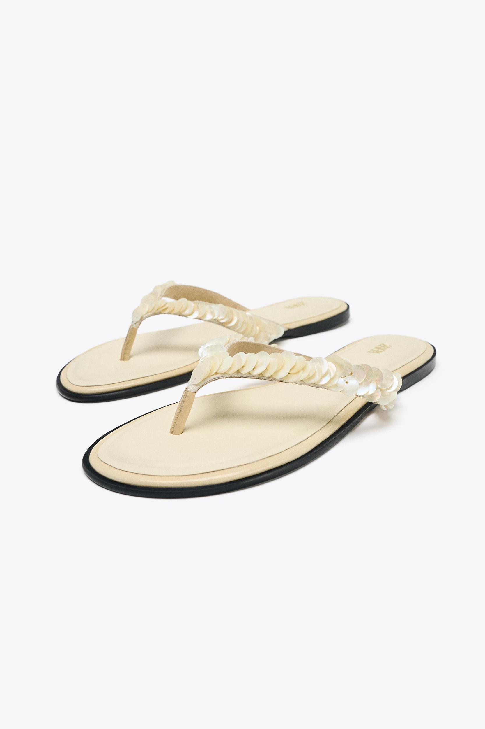 BEADED STRAP SANDALS Product Image