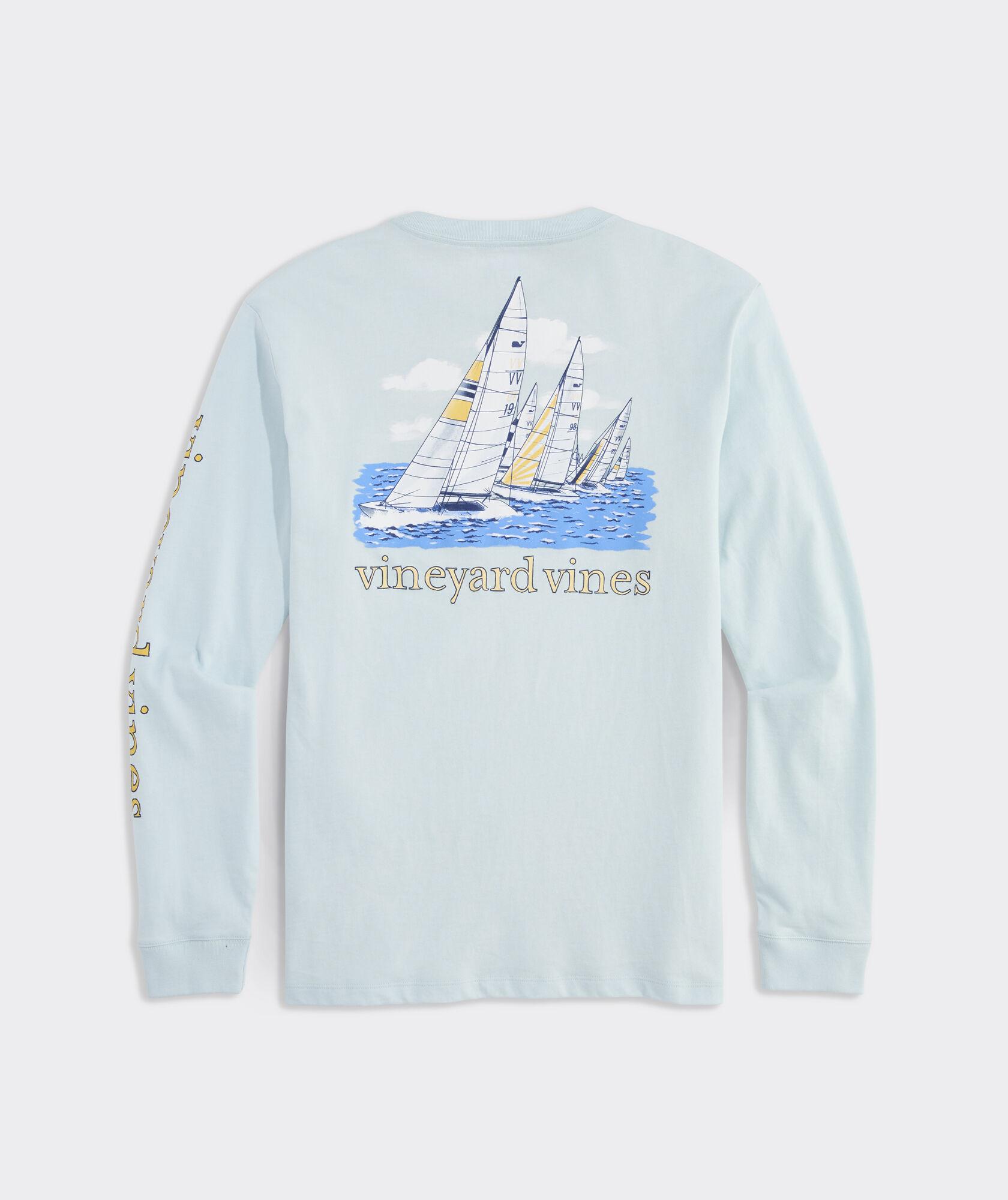 Painted Sailboat Race Scene Long-Sleeve Tee Product Image