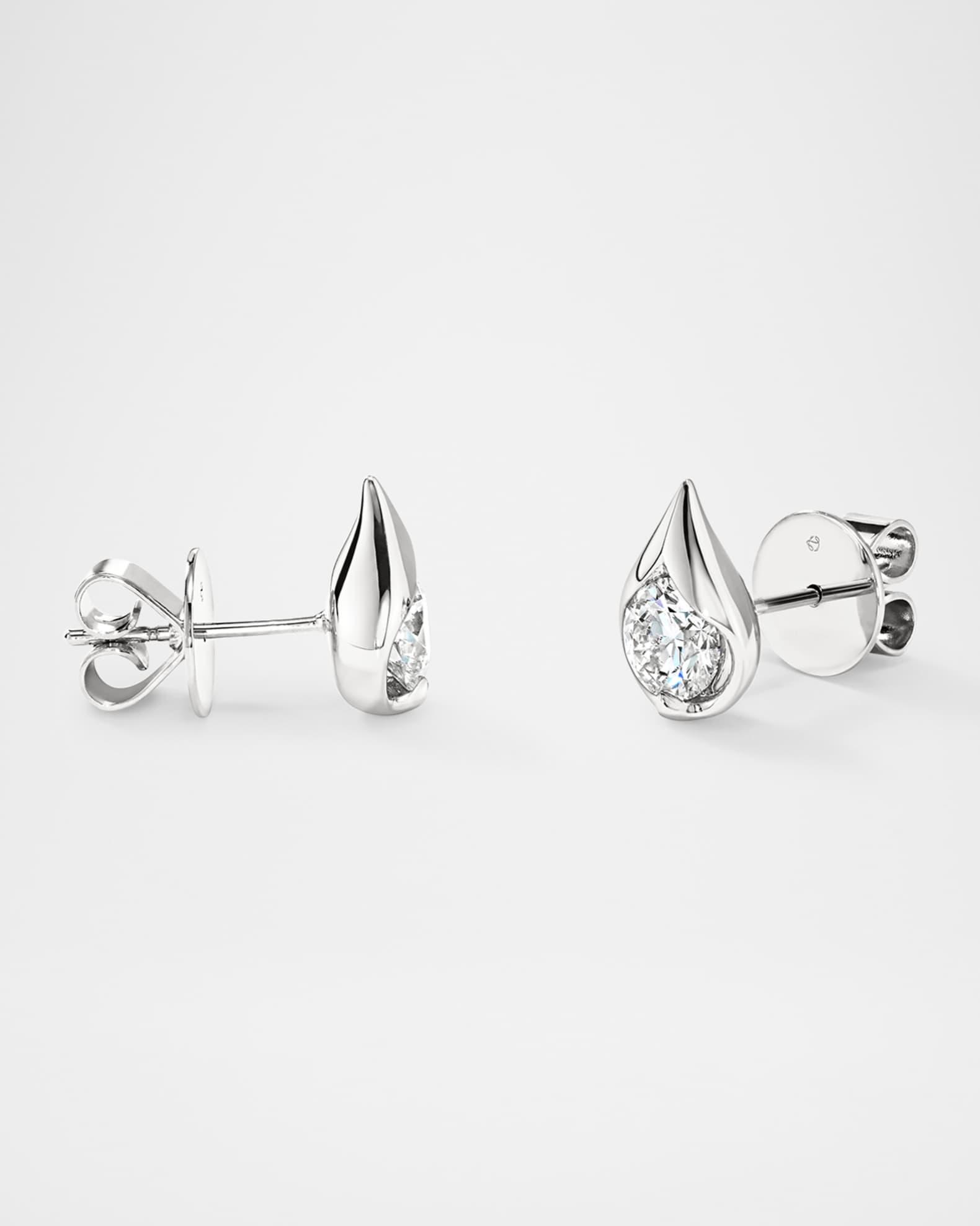 18K Yellow Gold LU Diamond Droplet Stud Earrings Product Image
