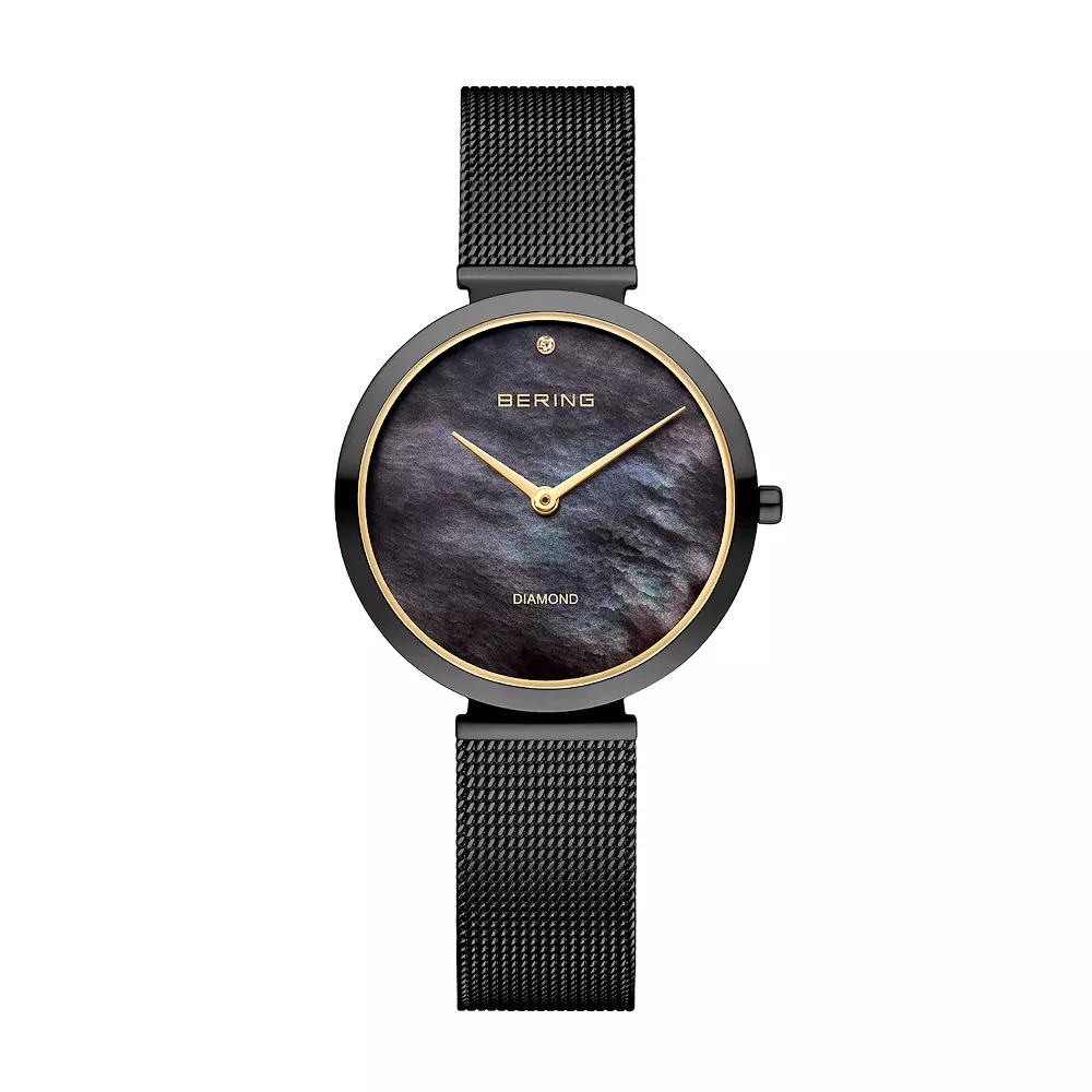 BERING Women's Ultra Slim Stainless Steel Milanese Strap Watch, Size: Medium, Black Product Image