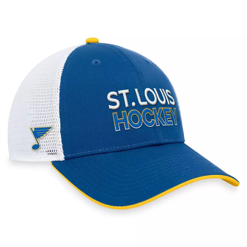 Men's Fanatics Branded Blue/White St. Louis Blues Authentic Pro Alternate Jersey Adjustable Trucker Hat Product Image