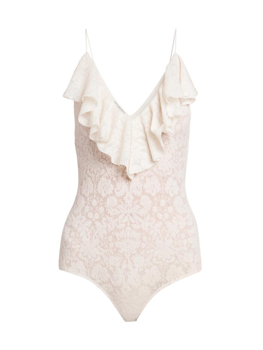 Womens Floral Lace Sleeveless Bodysuit Product Image