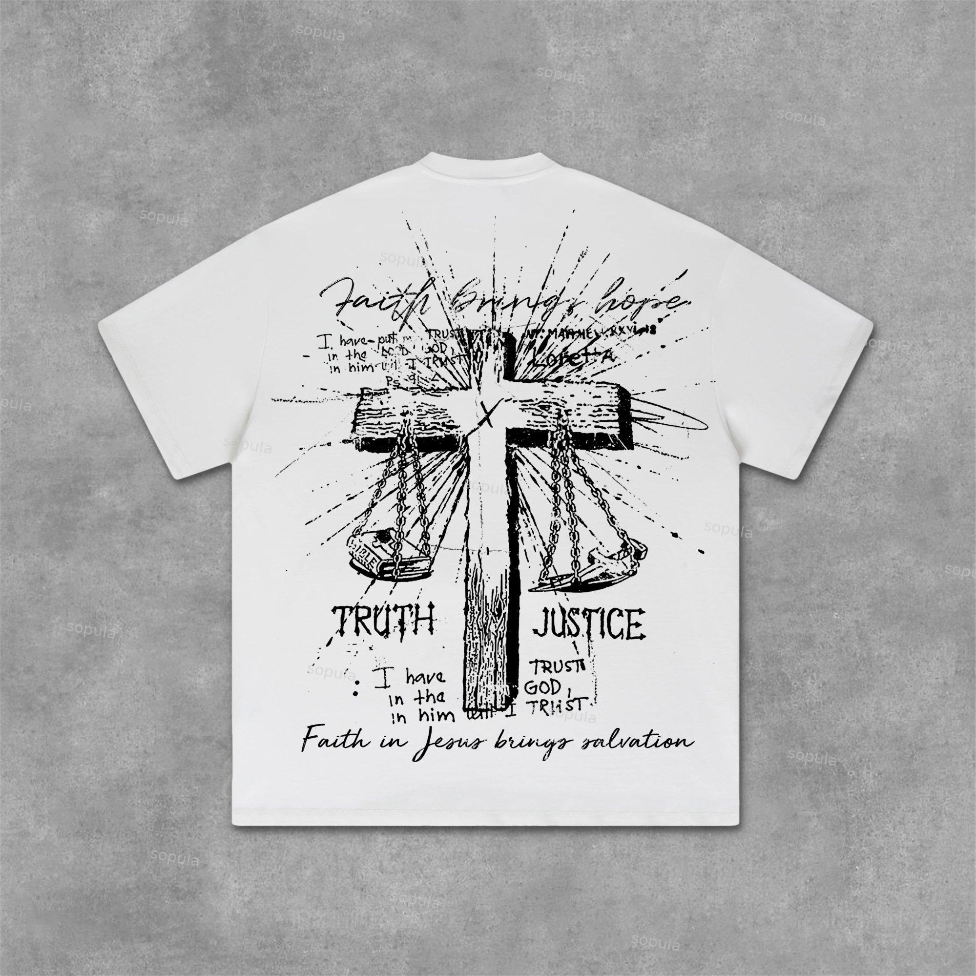 Sopula Jesus & God New Retro Old Graphic Cotton T-Shirt Product Image